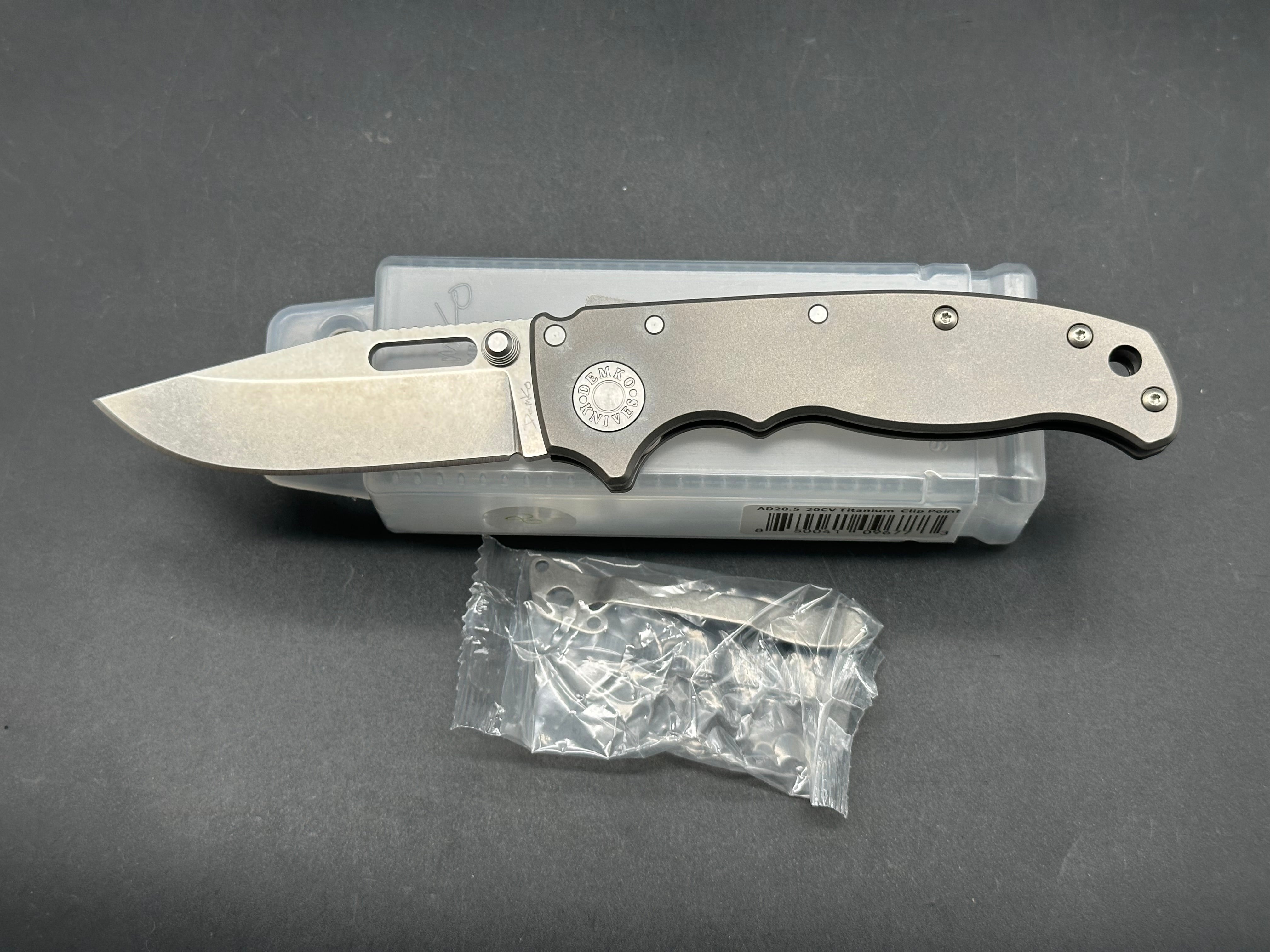 Demko AD20.5 Titanium clip point 20CV