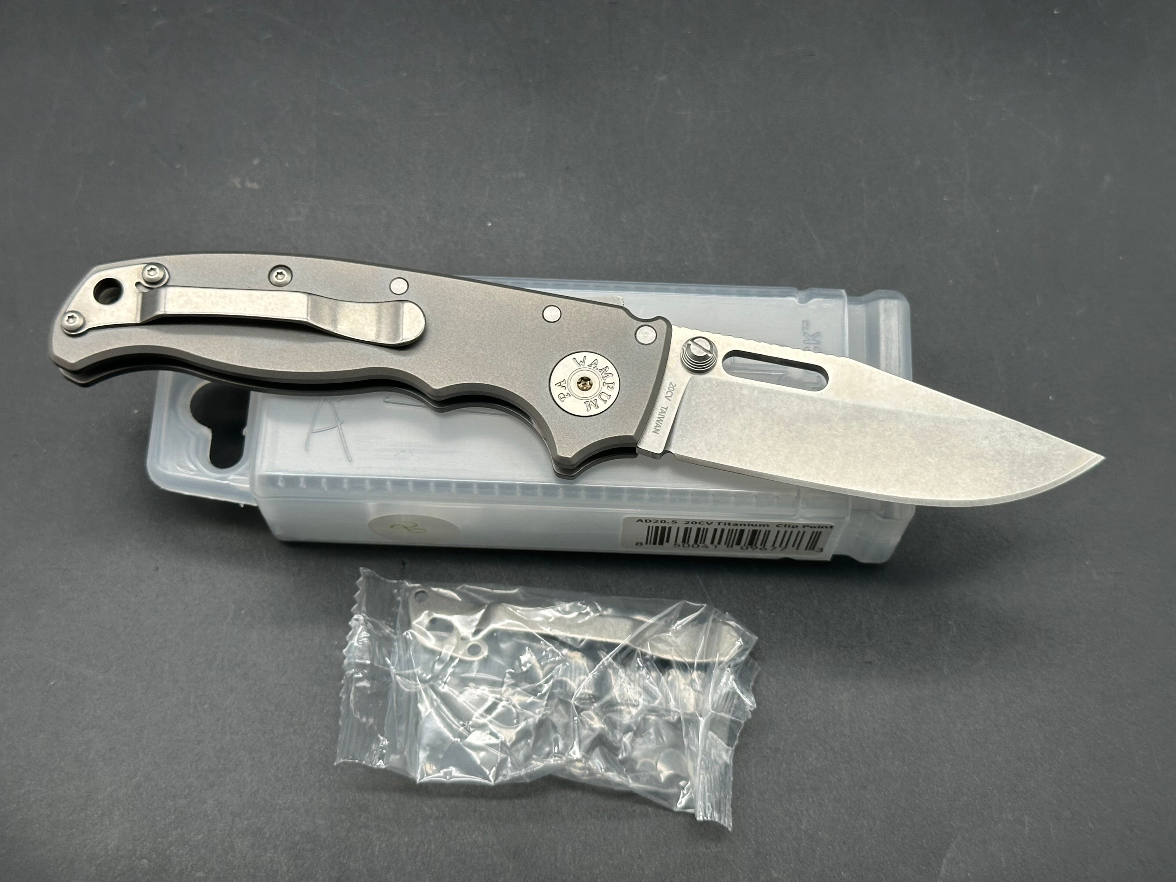 Demko AD20.5 Titanium clip point 20CV