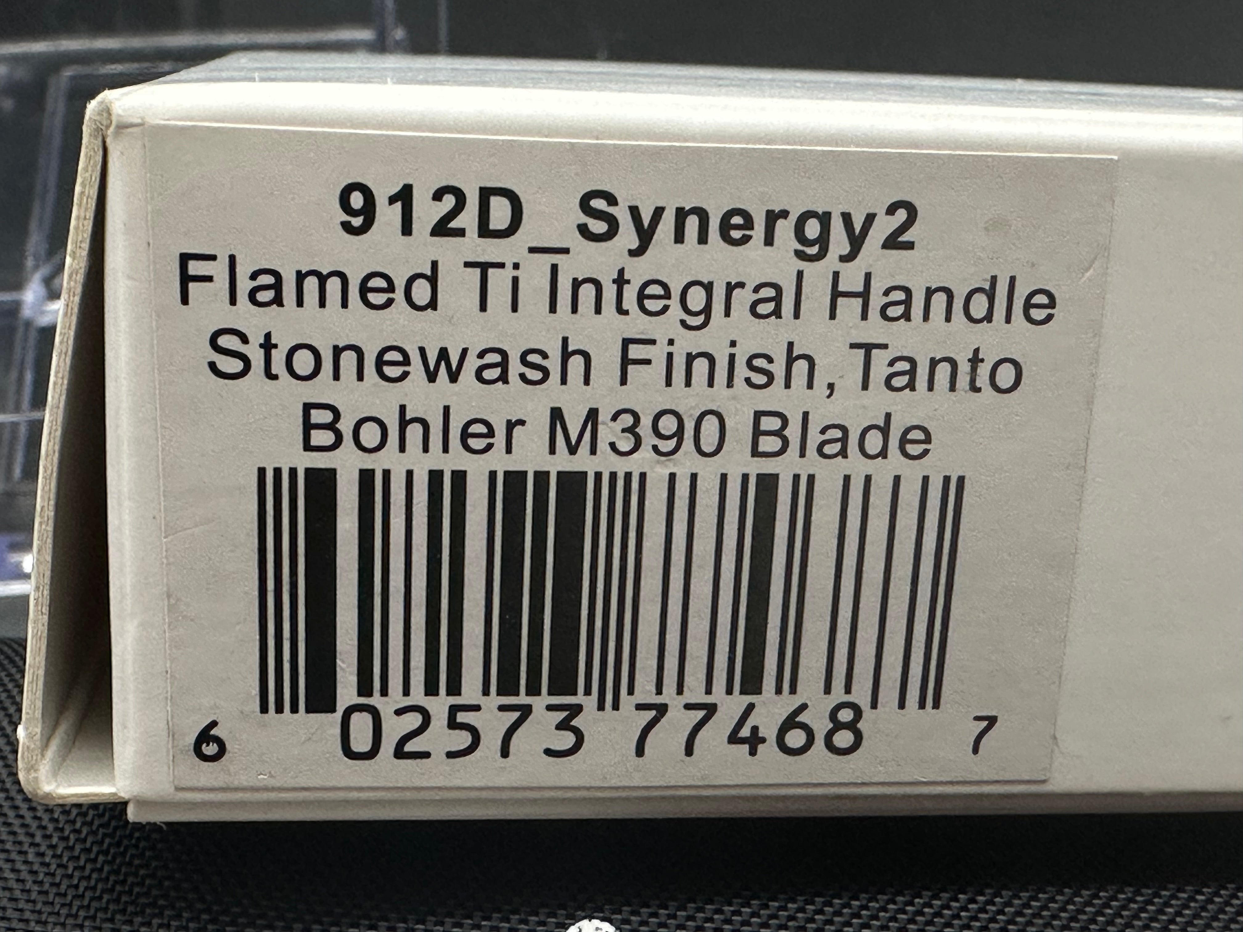 WE Synergy 2 Flamed titanium handle w/tanto M390