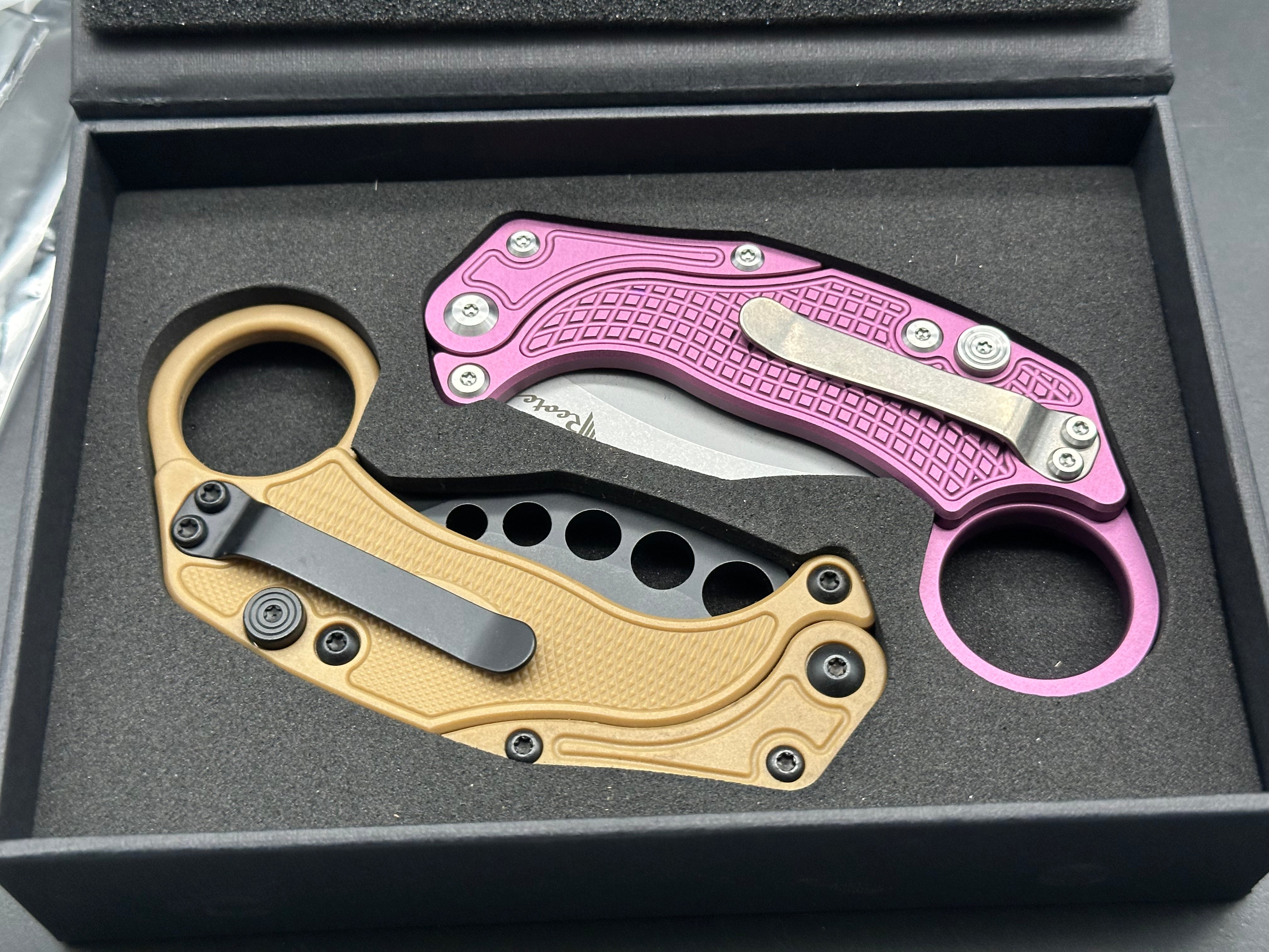 REATE EXO-K V3 BUTTON LOCK FOLDING KNIFE PURPLE ALUMINUM HANDLE N690 STONEWASHED BLADE W/TRAINER