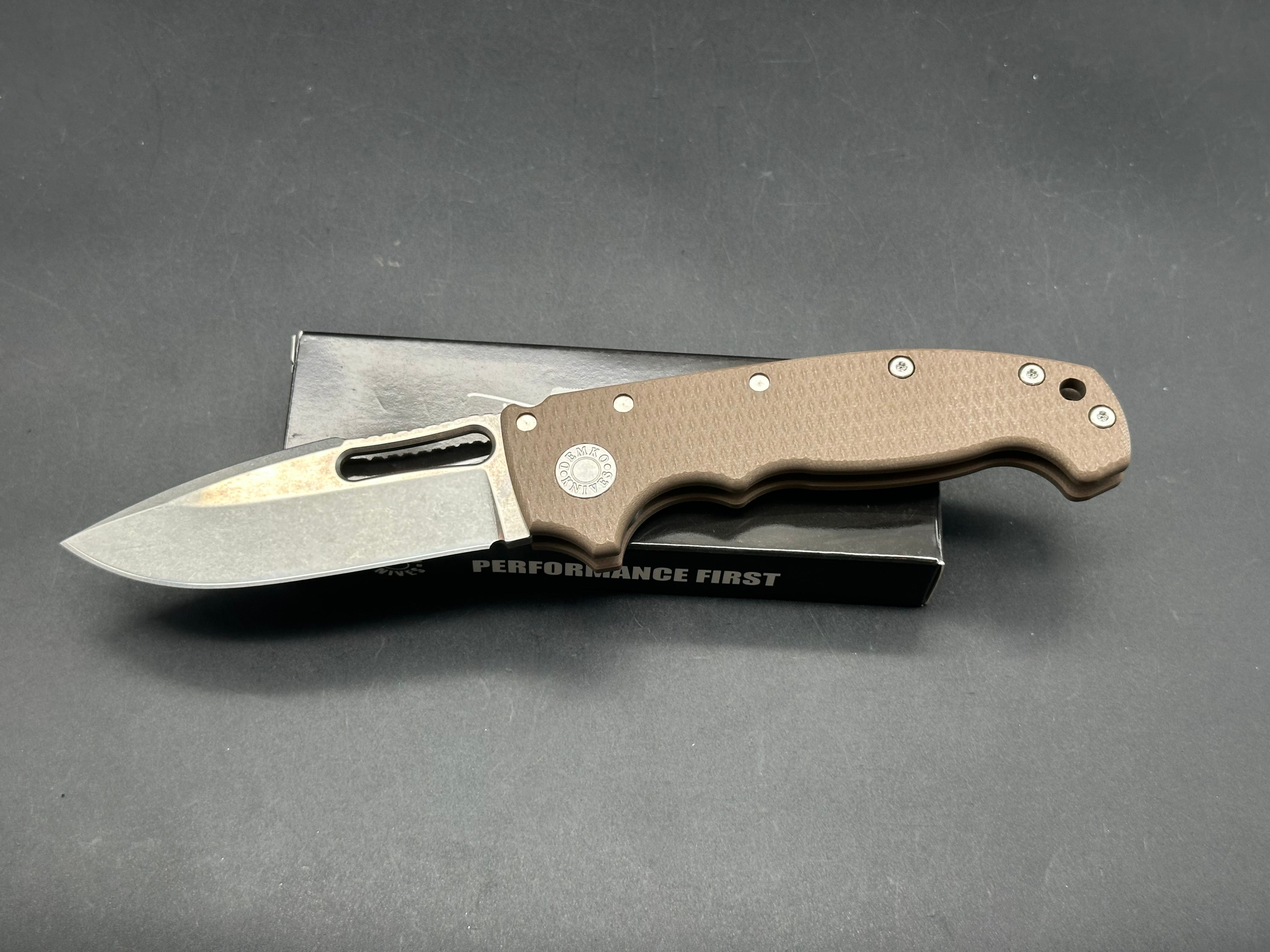 Demko MG AD20S Harpoon Drop Point Shark Lock Earth G10 Handle Stonewash CPM-20CV Blade