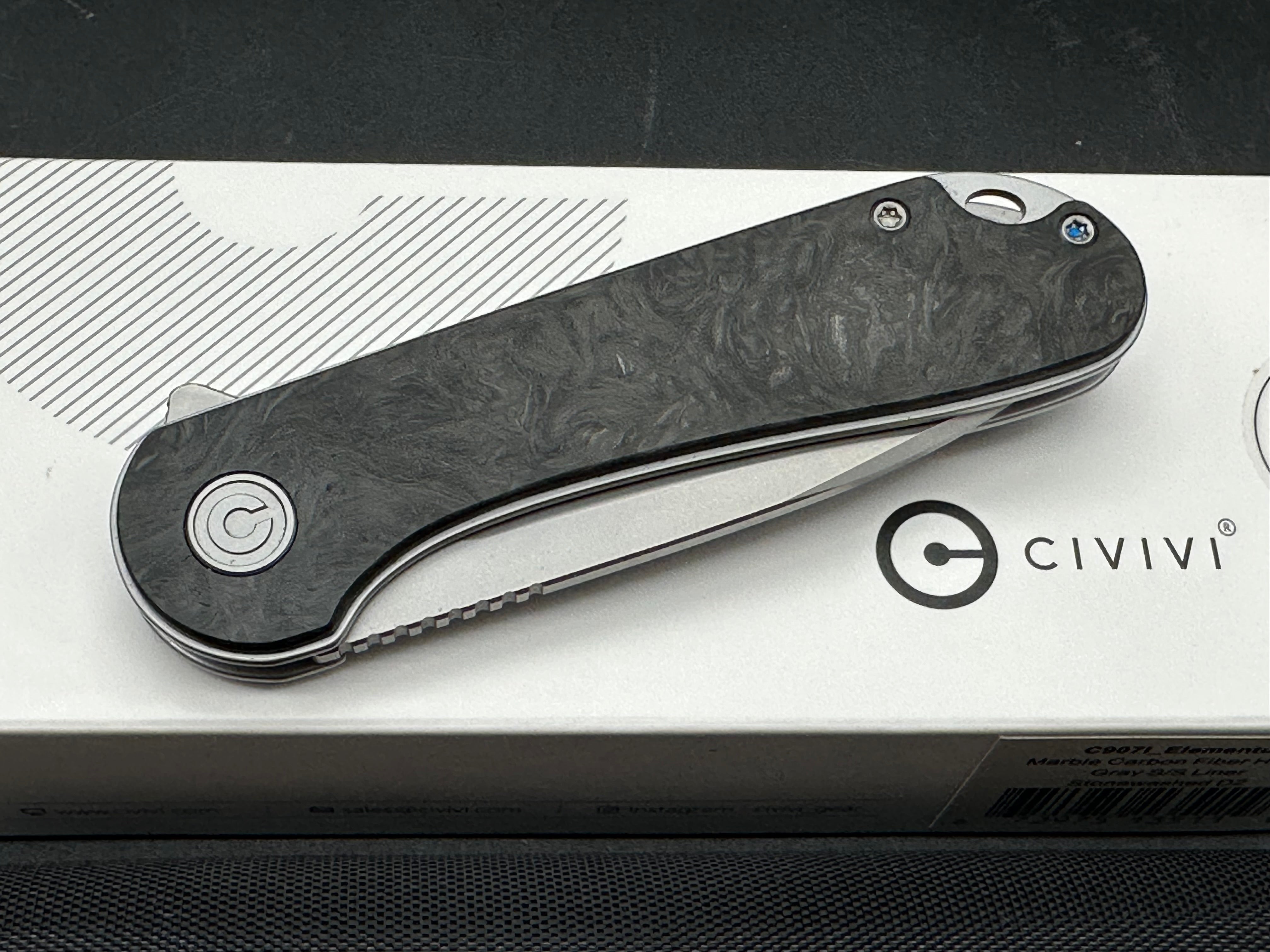 CIVIVI Elementum Liner Lock Knife Marble Carbon Fiber (2.9")