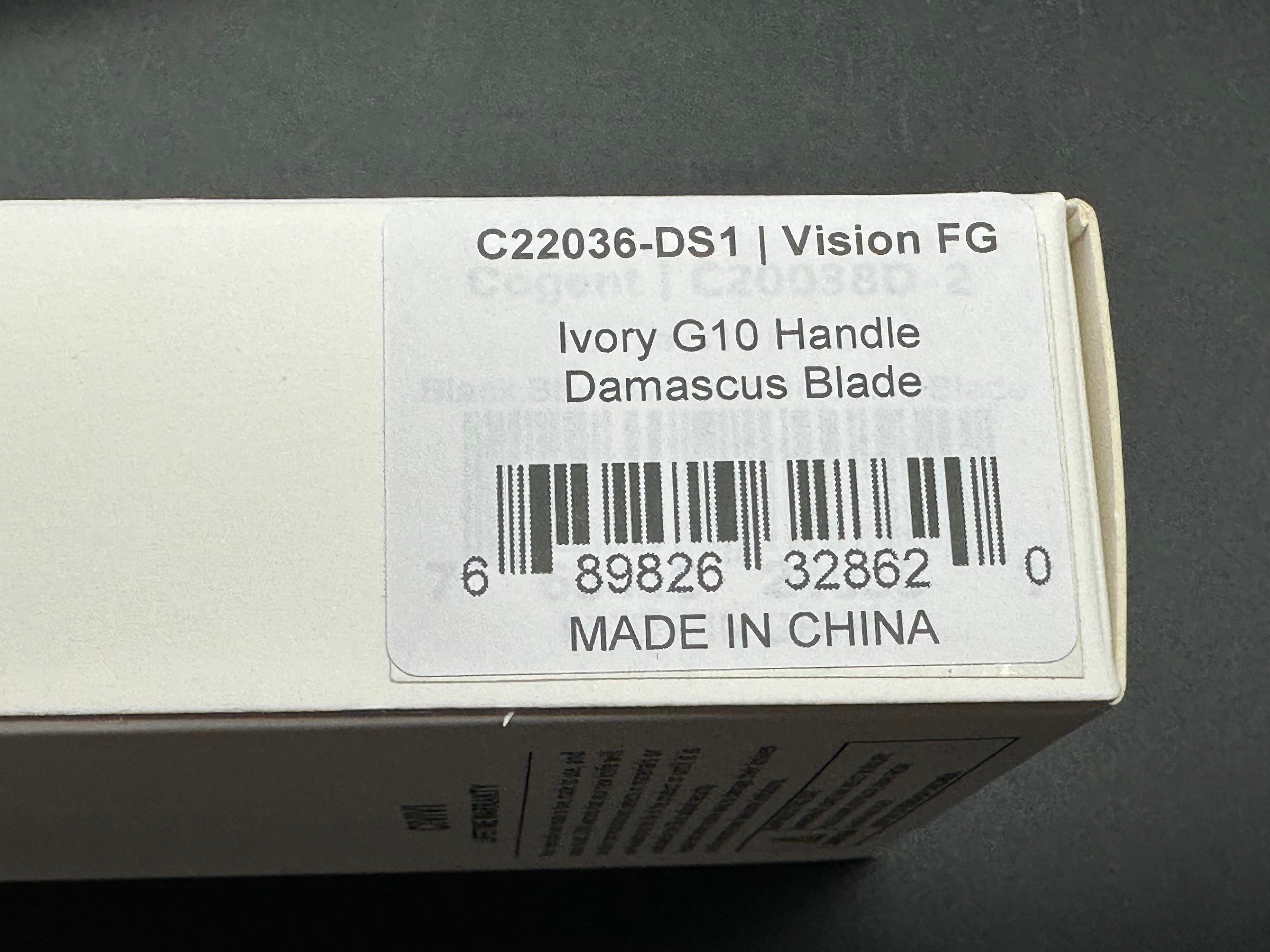 CIVIVI VISION FG FOLDING KNIFE WHITE G10 HANDLE DAMASCUS REVERSE TANTO PLAIN EDGE