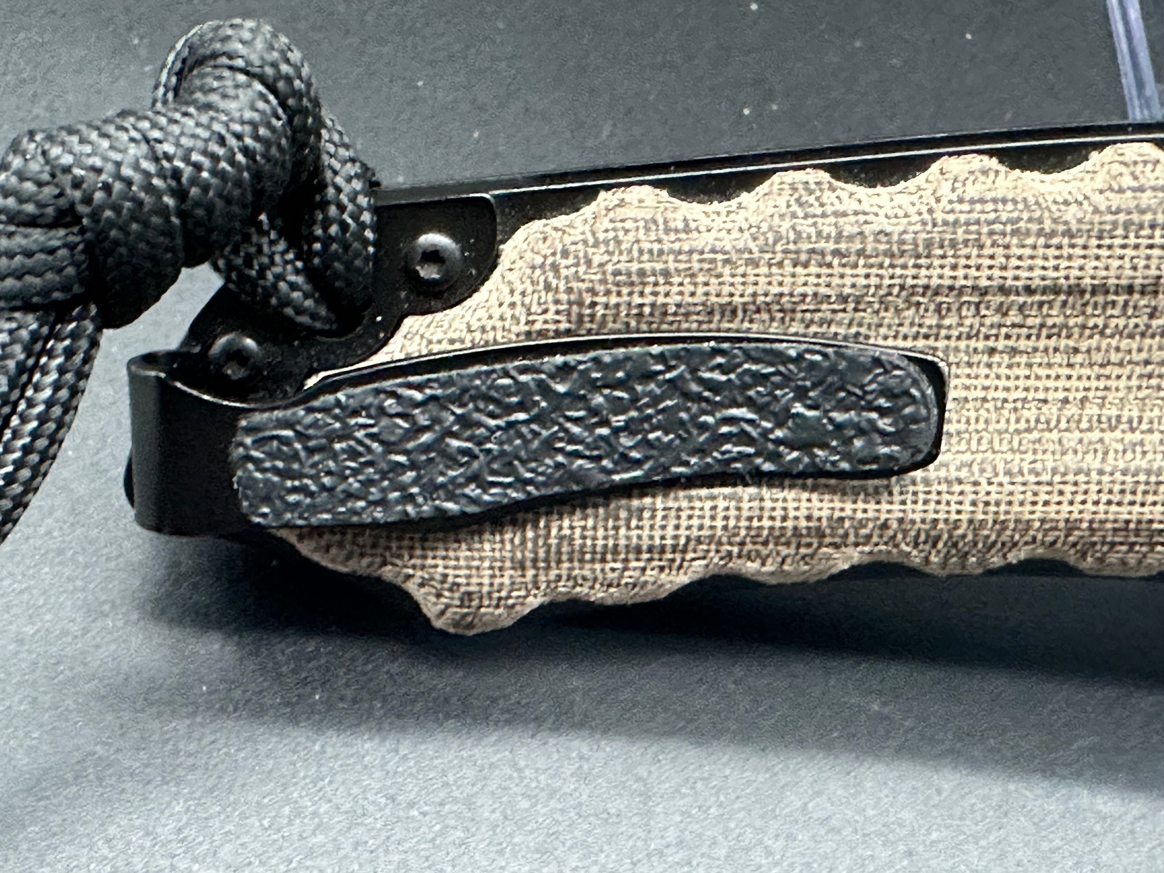 SOG Kiku, large AUS 8, 4.5” tan micarta