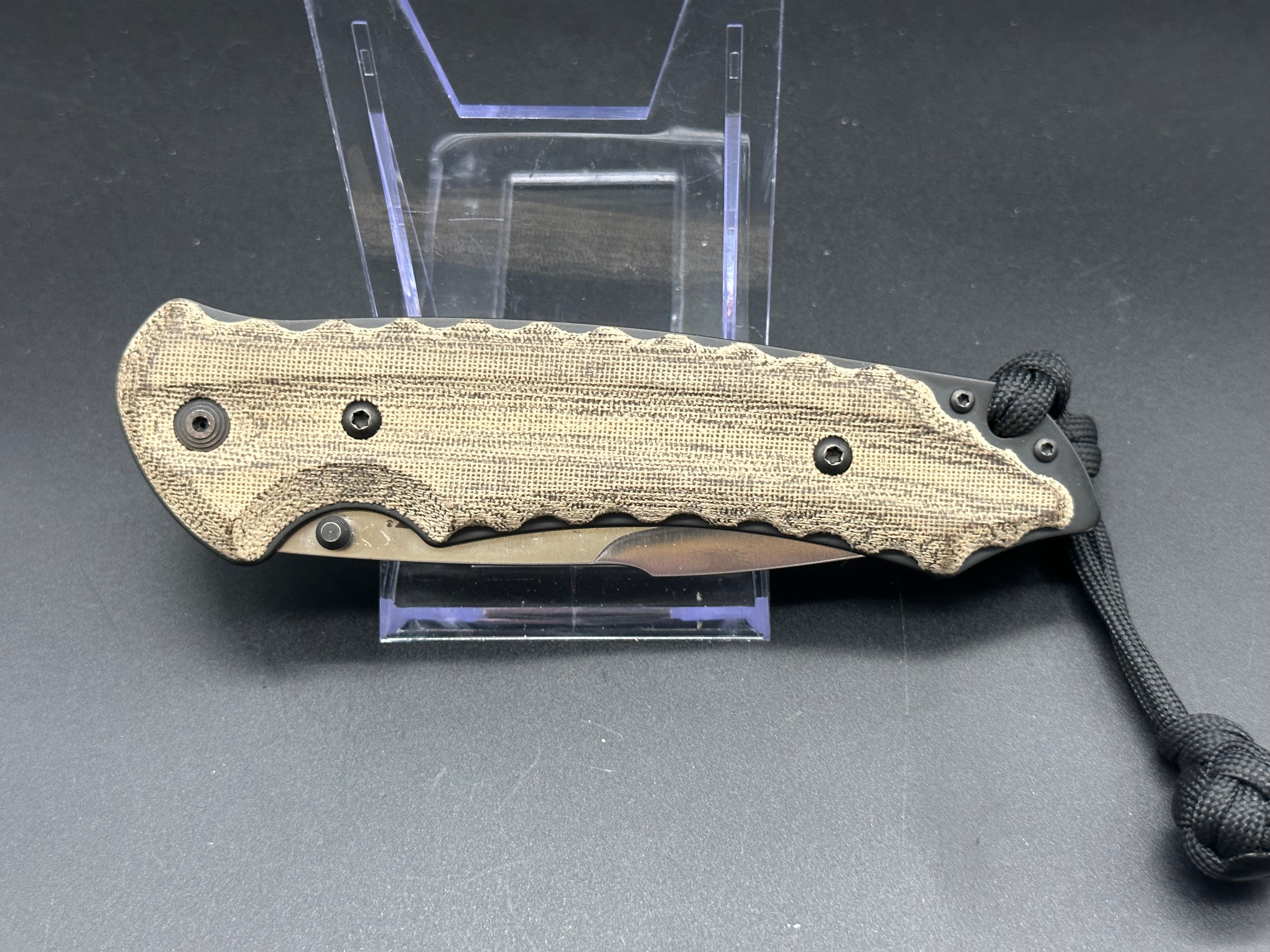 SOG Kiku, large AUS 8, 4.5” tan micarta