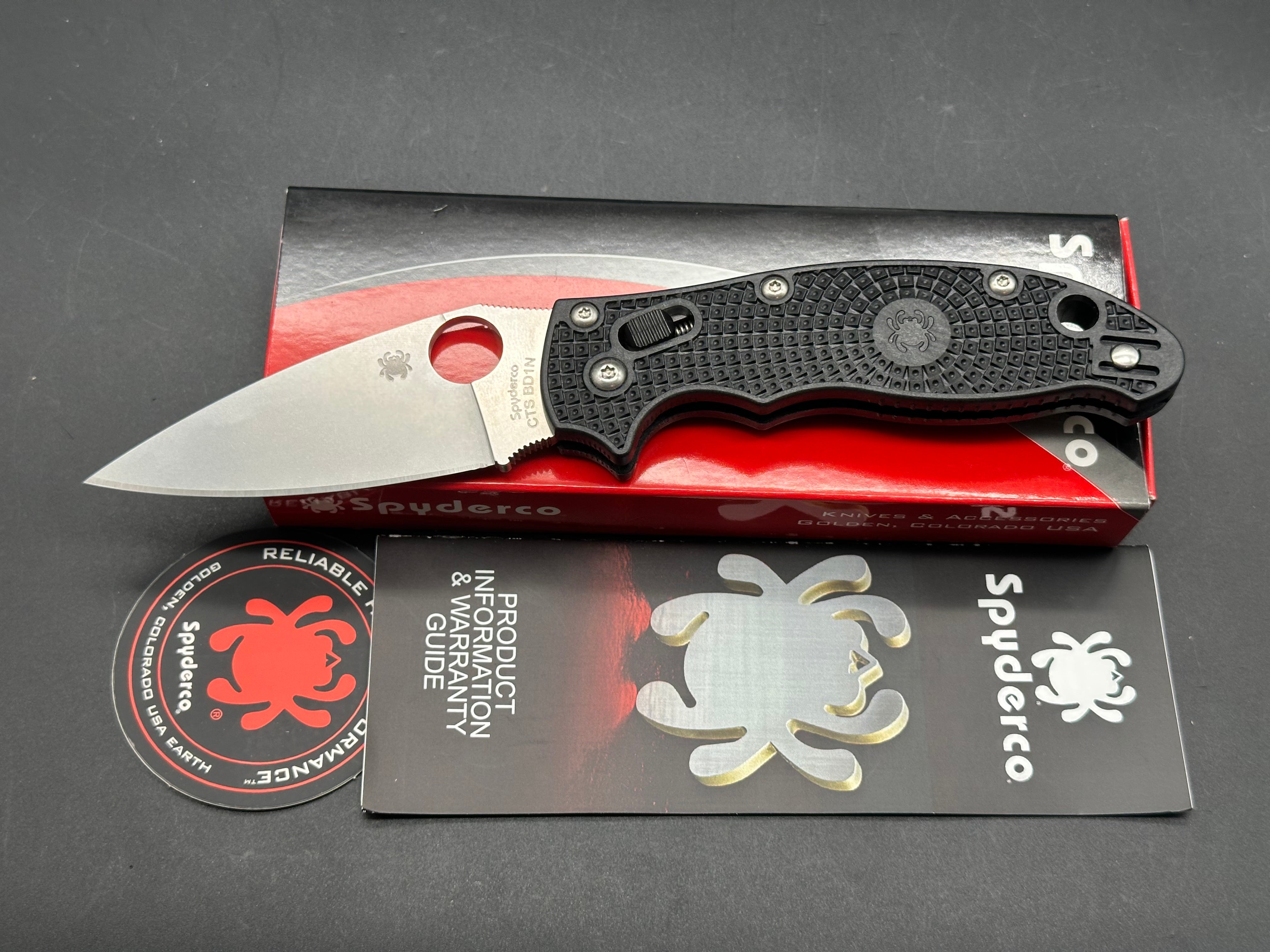 Spyderco Manix 2 Lightweight CTS BD1N Satin Blade with Black FRCP Handle