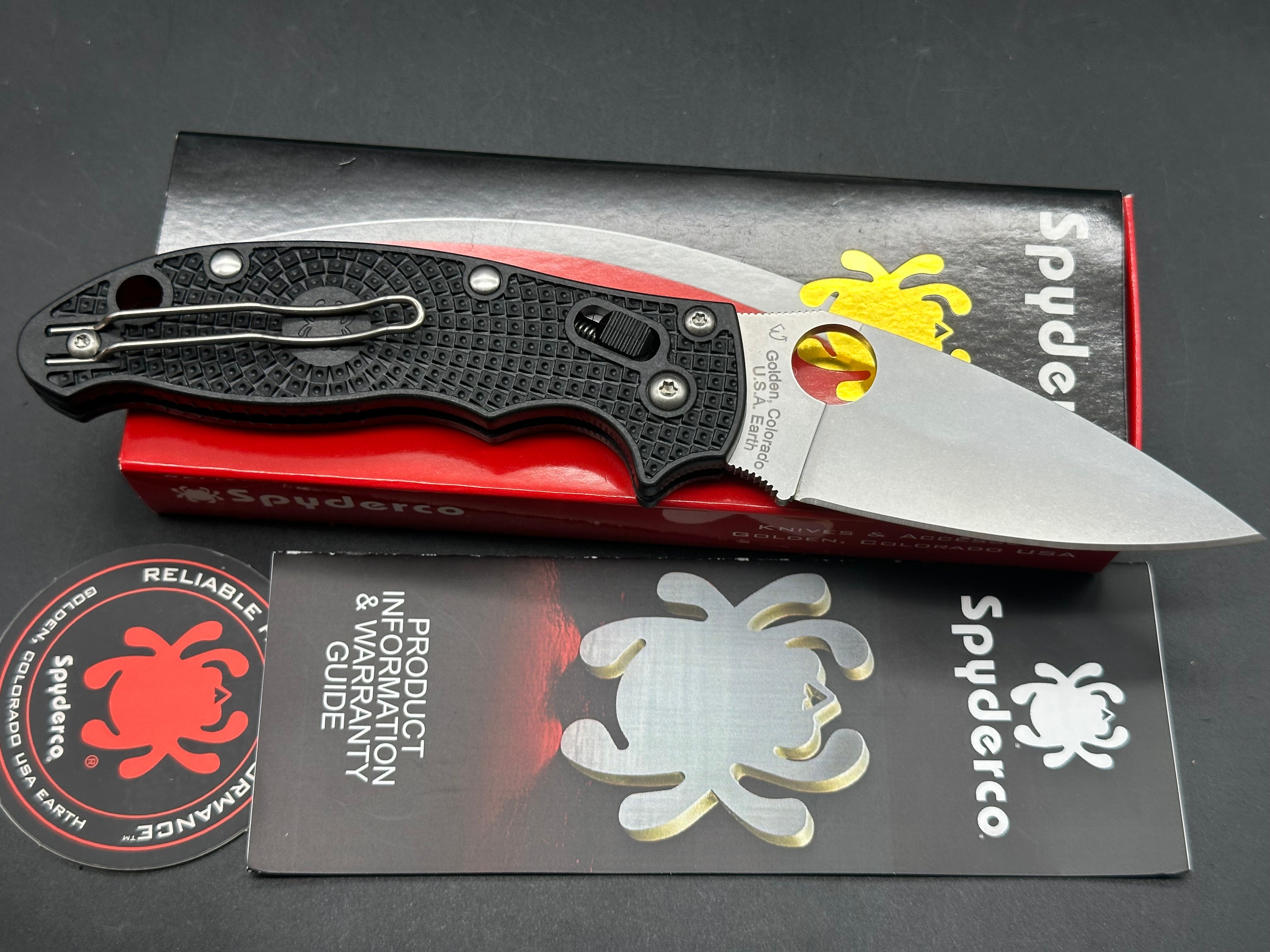 Spyderco Manix 2 Lightweight CTS BD1N Satin Blade with Black FRCP Handle