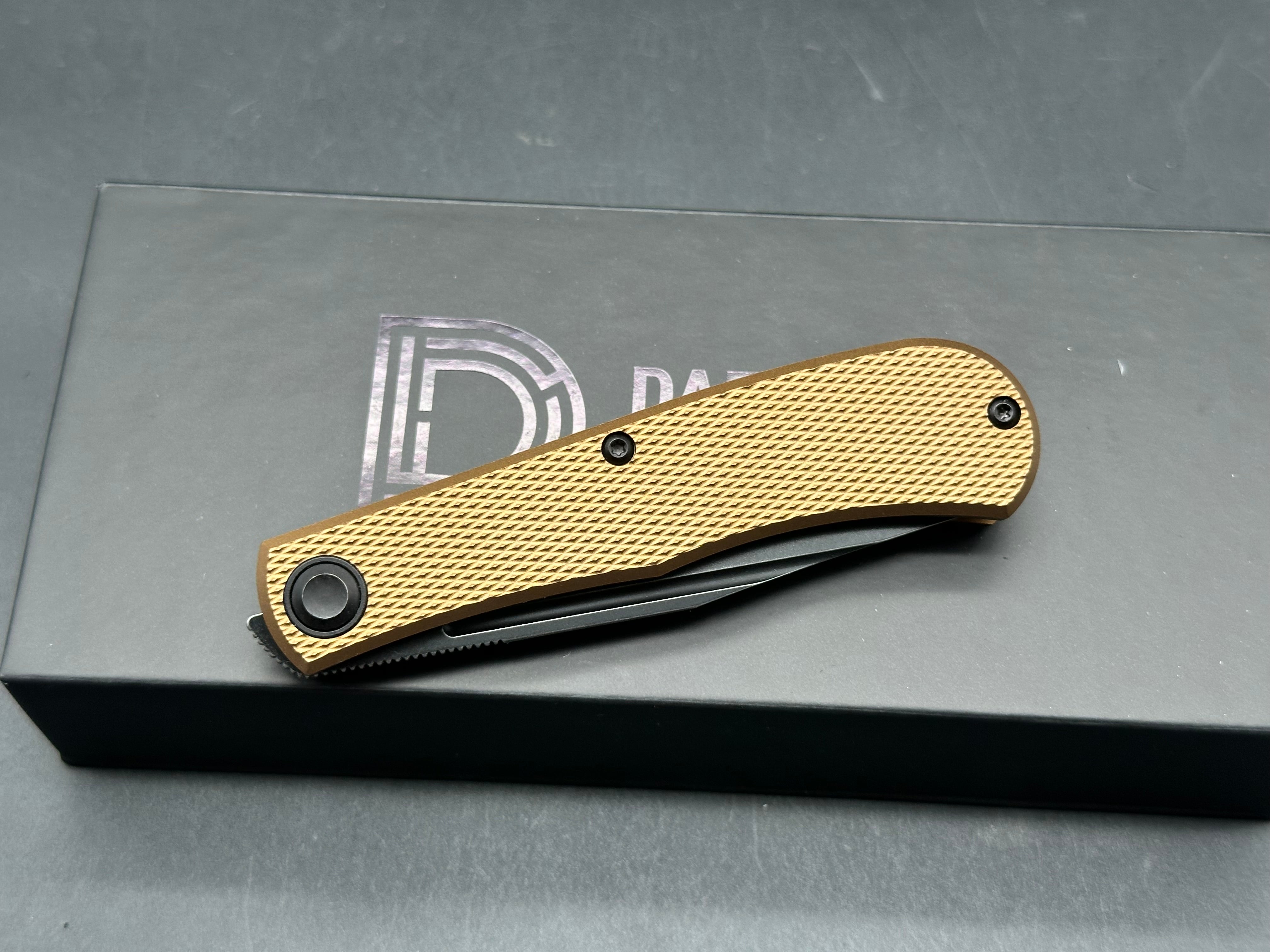 Daedalus Knife Co. Lab Bronze Aluminum Handle Blackwash Finish 154CM Blade