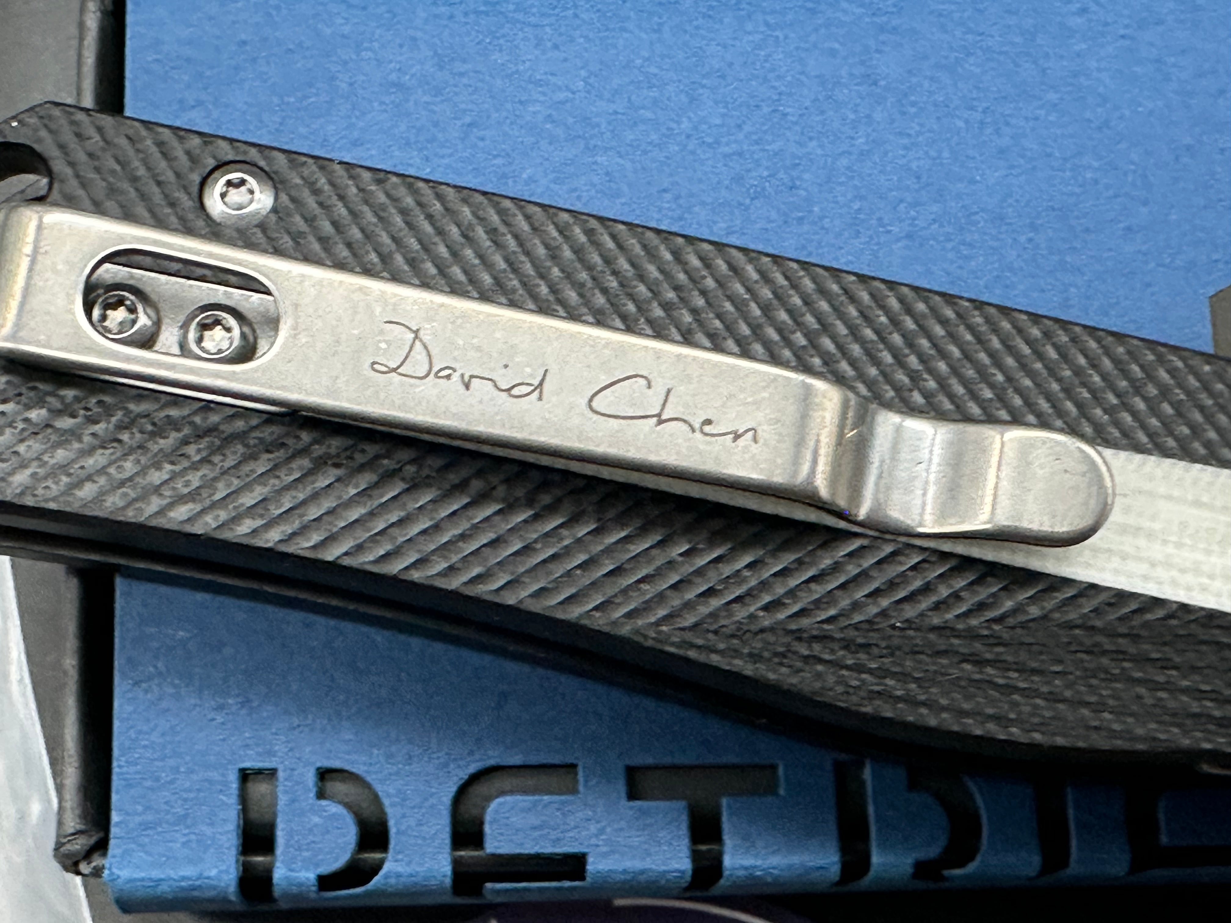 Petrified Fish Forward Folding Knife Black/White G10 Handle D2 Plain Edge Stonewash Finish