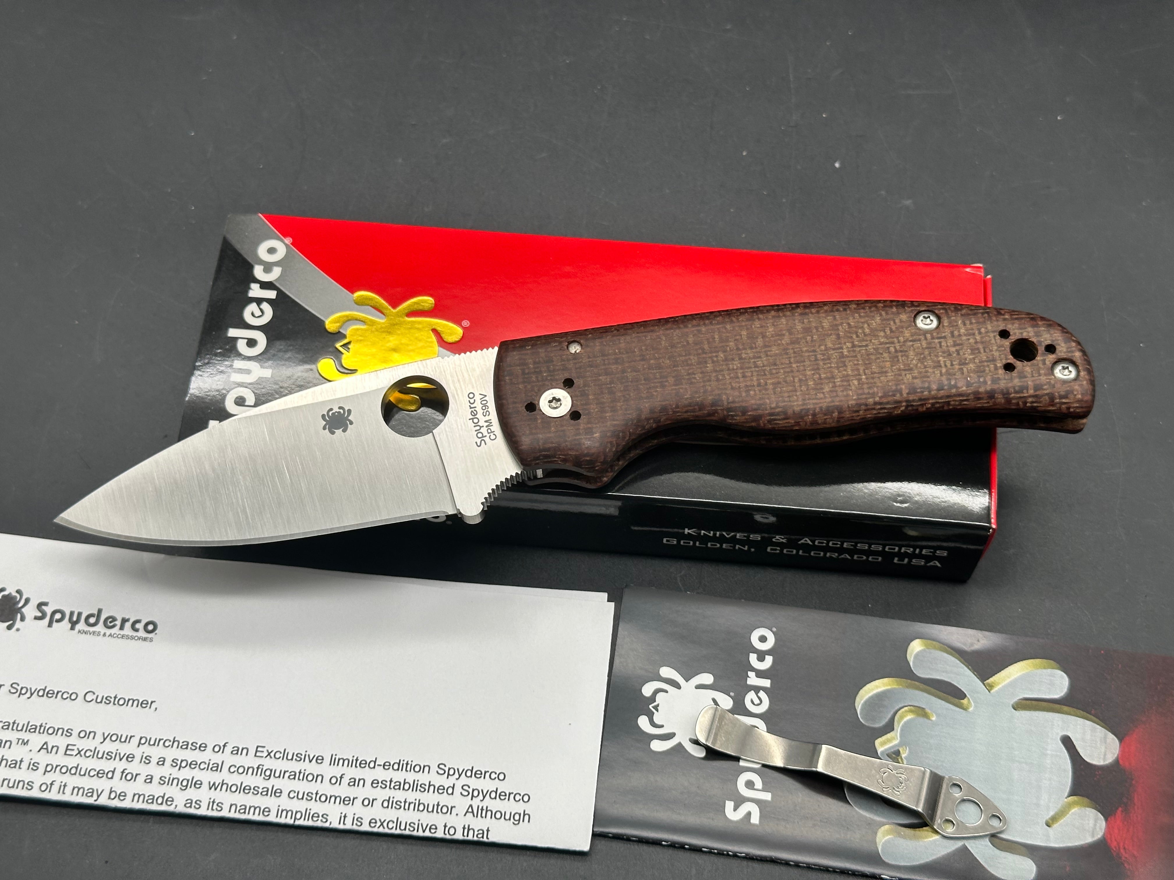 Spyderco Shaman burlap micarta w/S90V blade (Knife Center Exclusive)