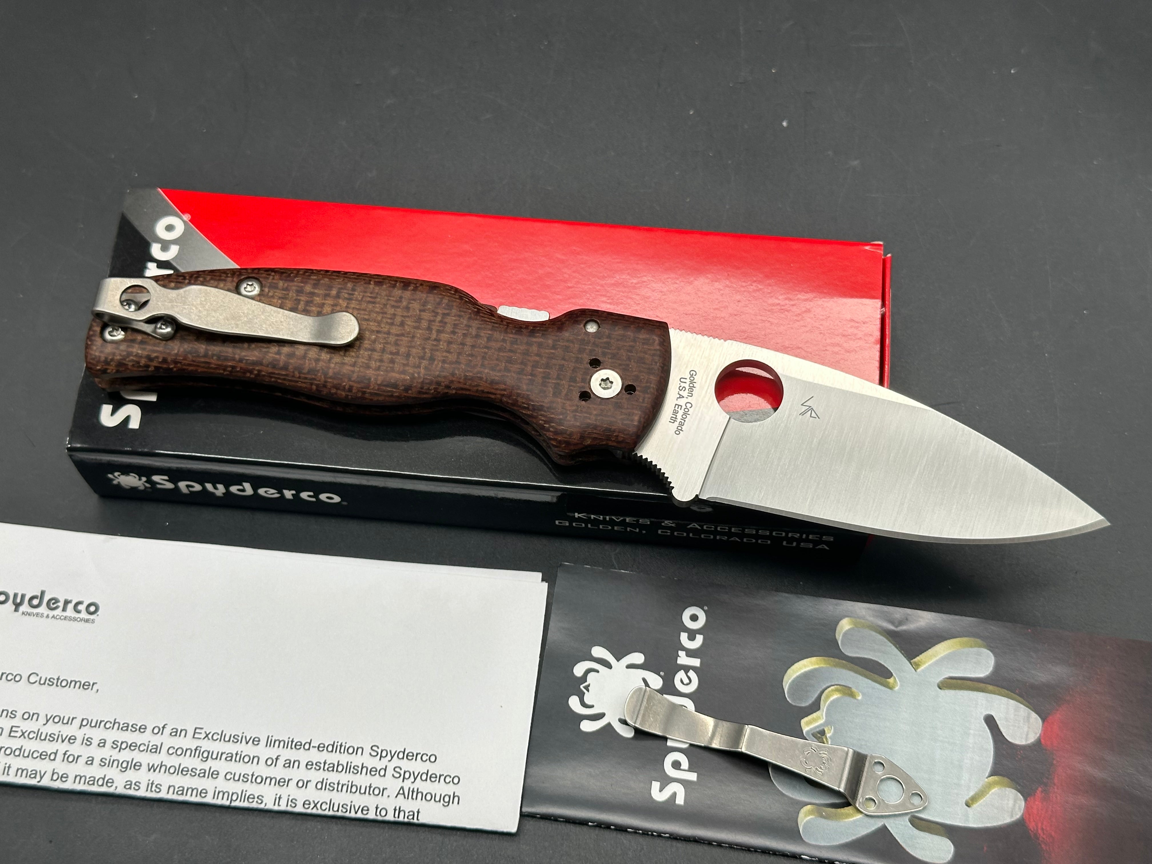 Spyderco Shaman burlap micarta w/S90V blade (Knife Center Exclusive)