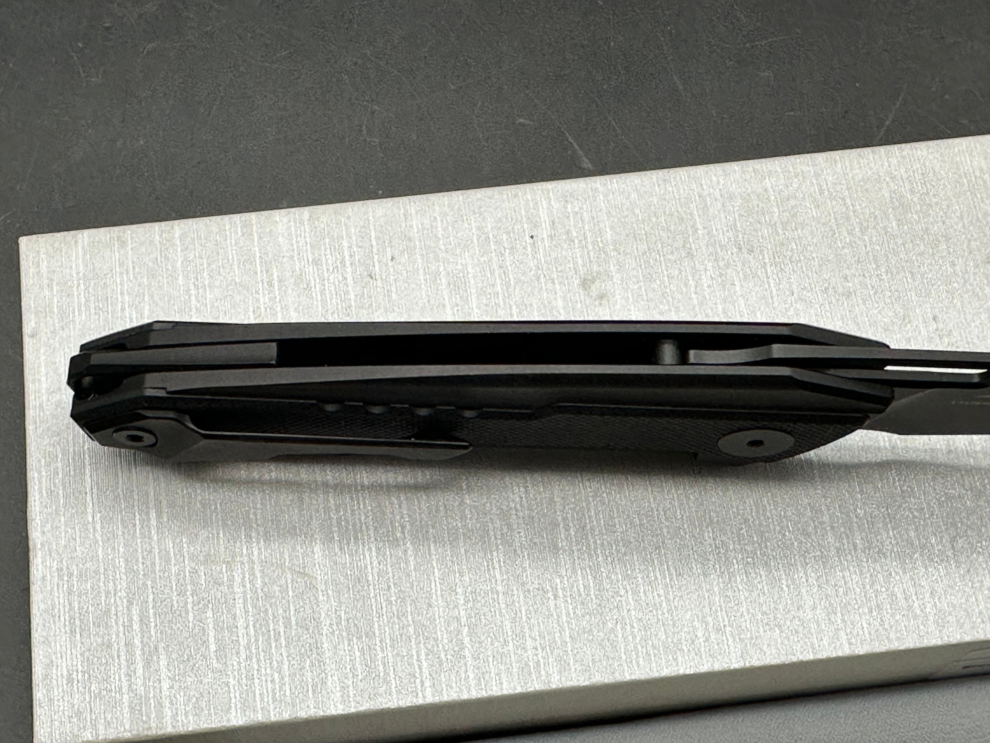 Real Steel Bullet EDC Folding Knife Black Titanium/G10 Handle S35VN Modified Tanto Plain black Blade