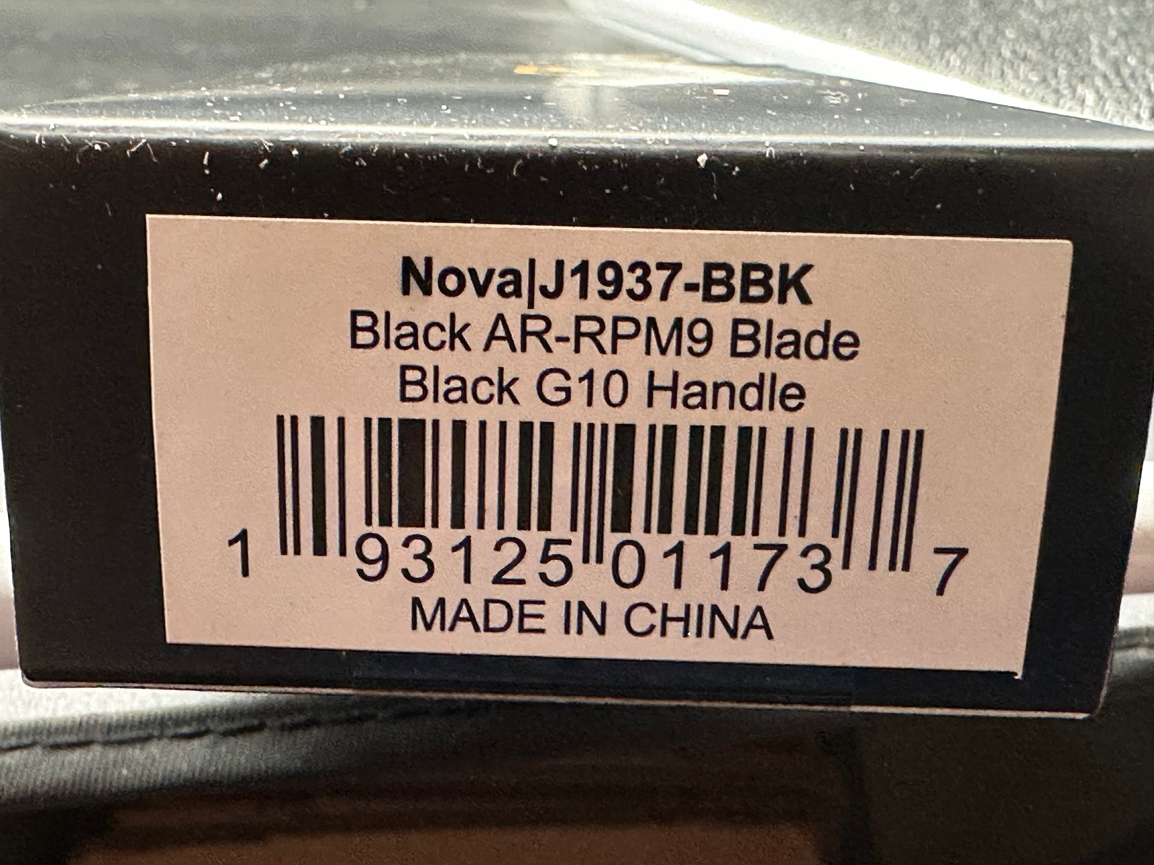 CJRB Nova Folding Knife Black G10 Handle AR-RPM9 Tanto Plain Black Blade