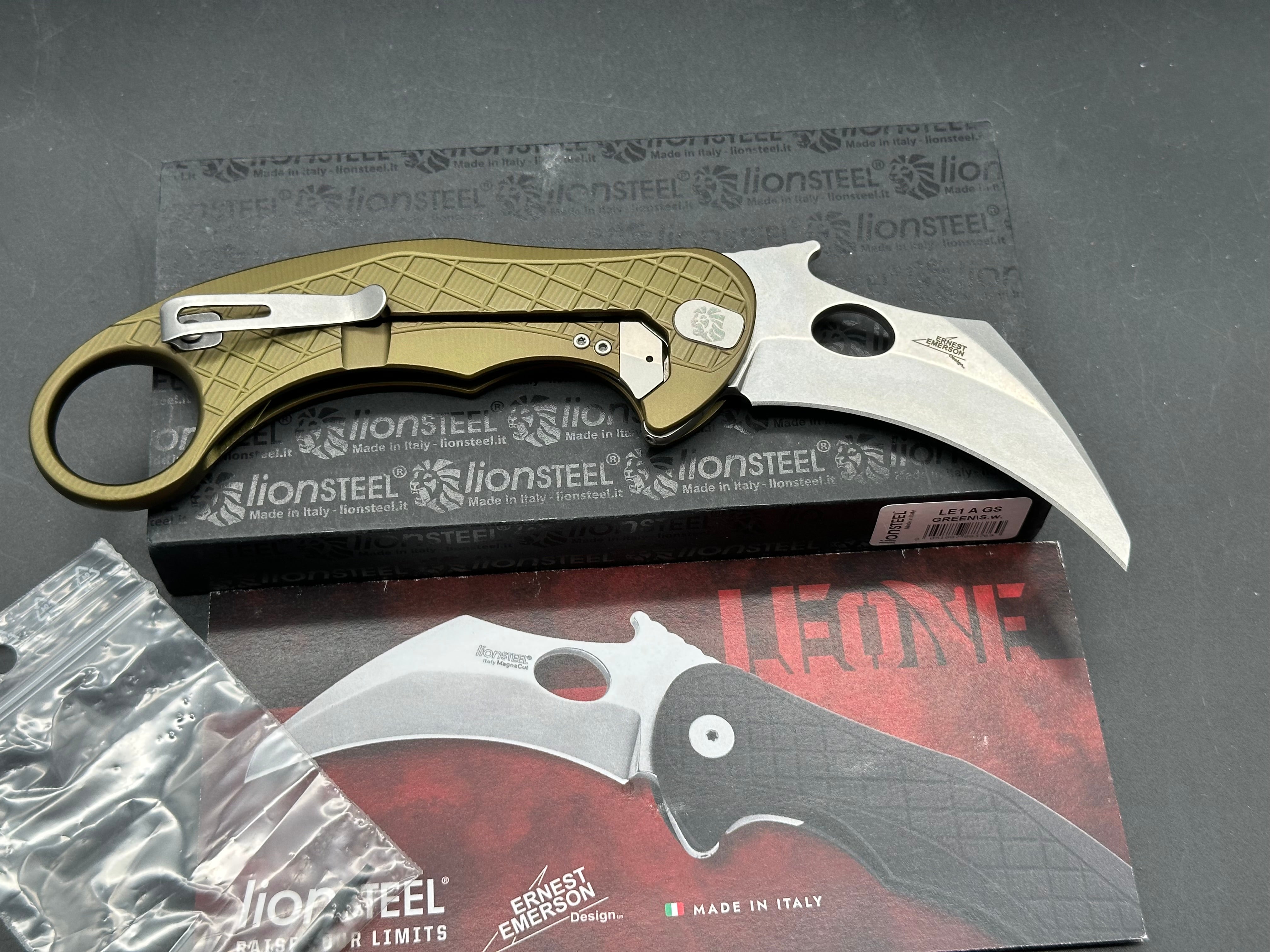 Lionsteel Leone Karambit aluminum handle w/Magnacut blade