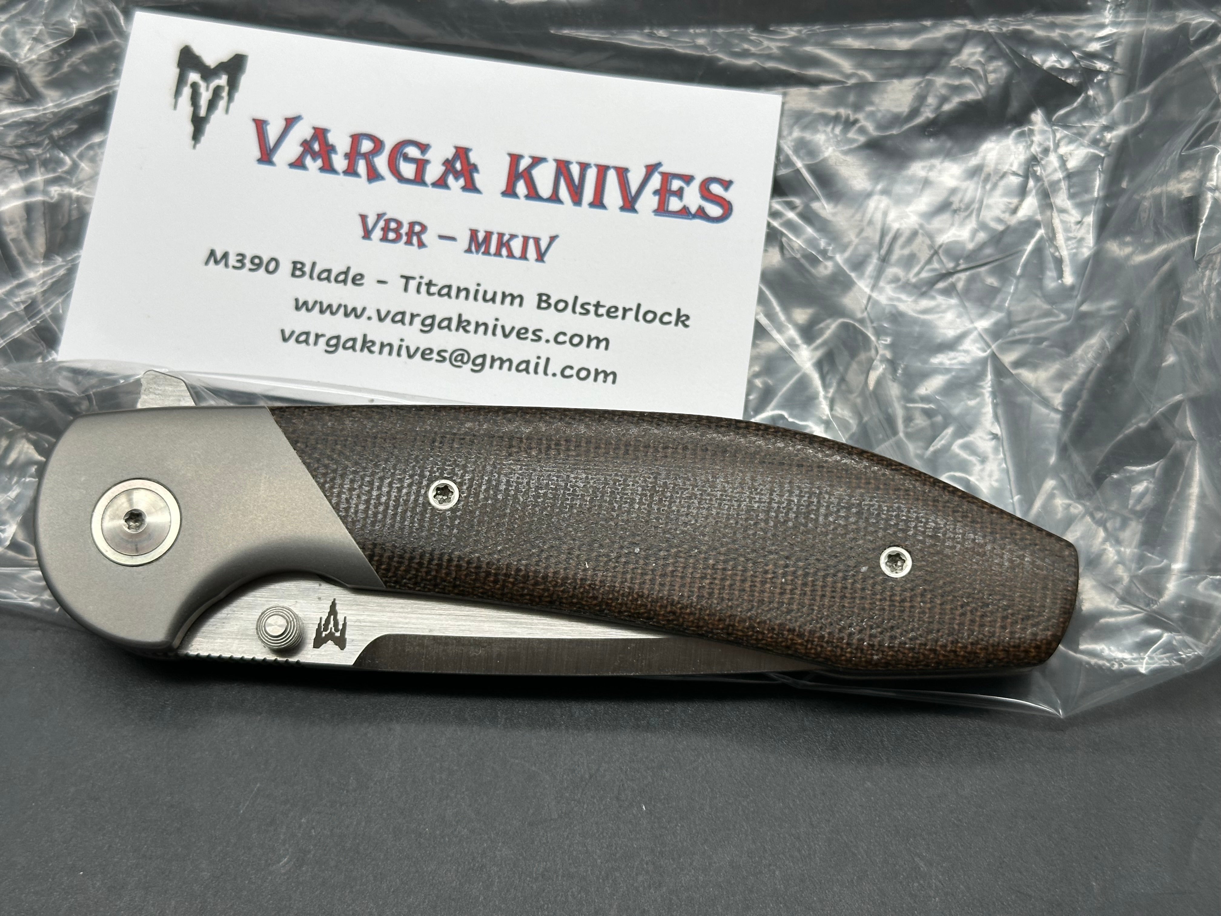 Varga Large VBR titanium/green micarta handle w/M390 blade