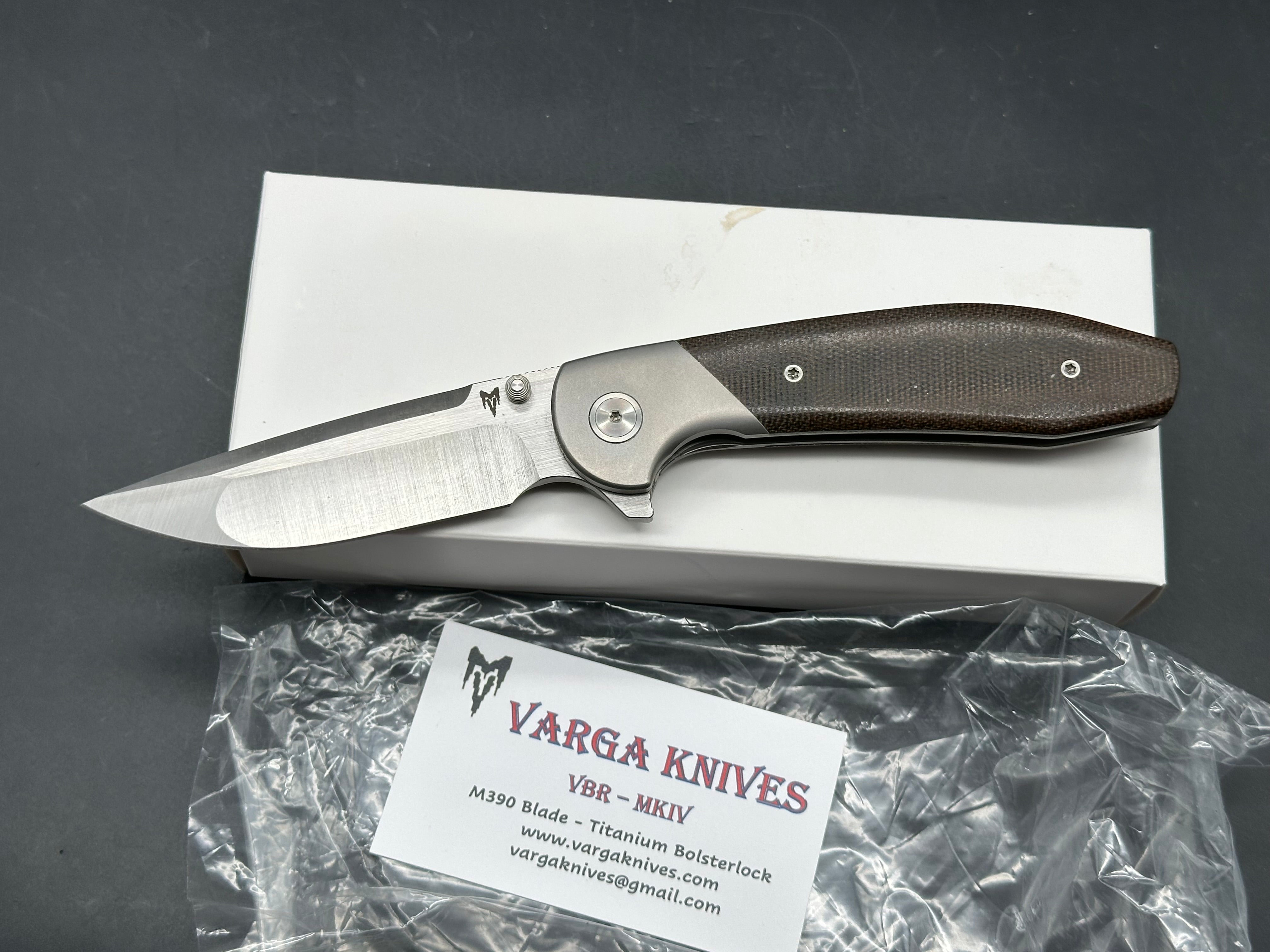 Varga Large VBR titanium/green micarta handle w/M390 blade
