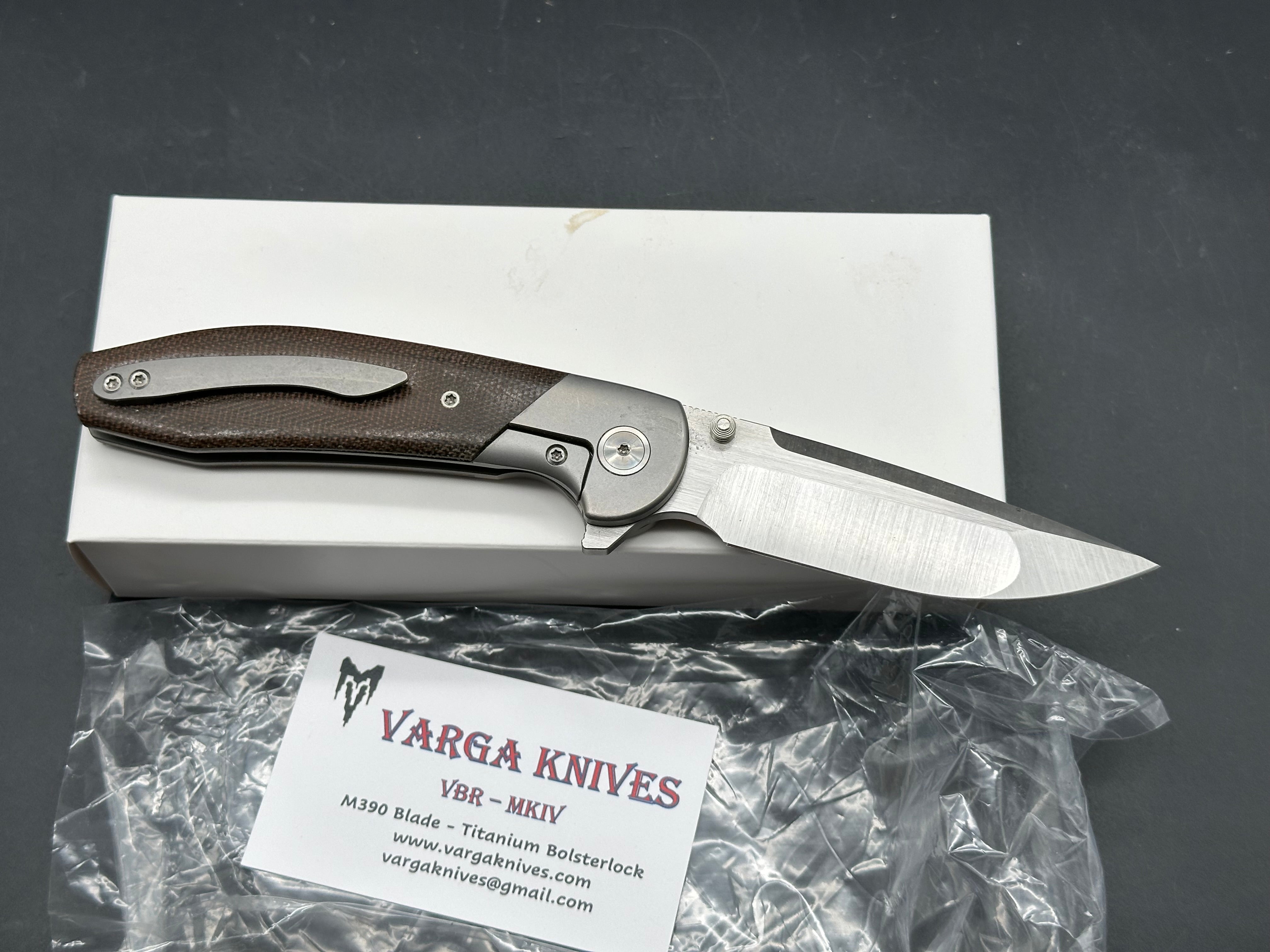 Varga Large VBR titanium/green micarta handle w/M390 blade