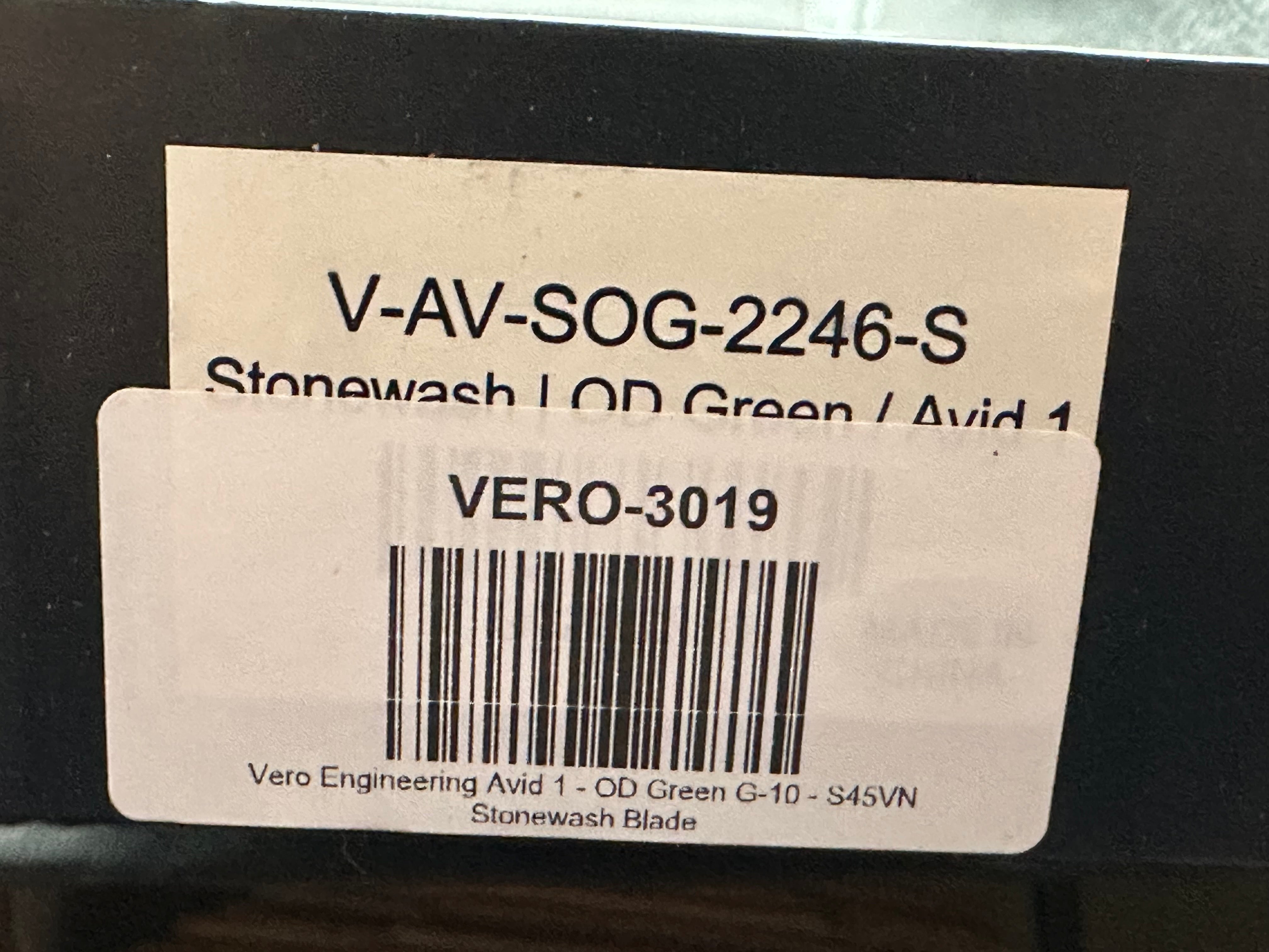 Vero Engineering Avid 1 DLT Exclusive #511 3.25" CPM S45VN Stonewash Blade with OD Green G10 Scales