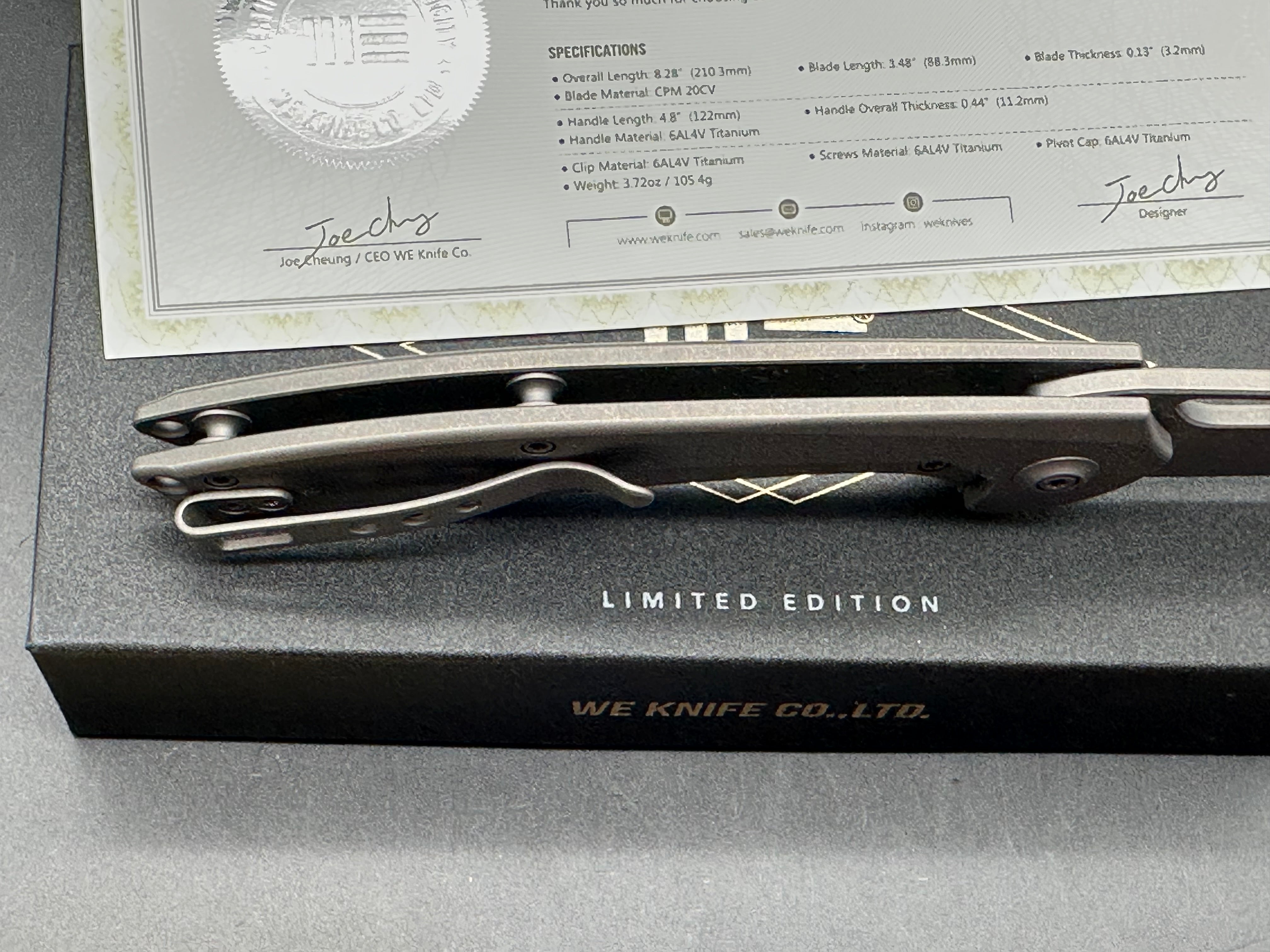 WE Fornix LTD ED 20CV harpoon/ stonewashed Ti Frame lock