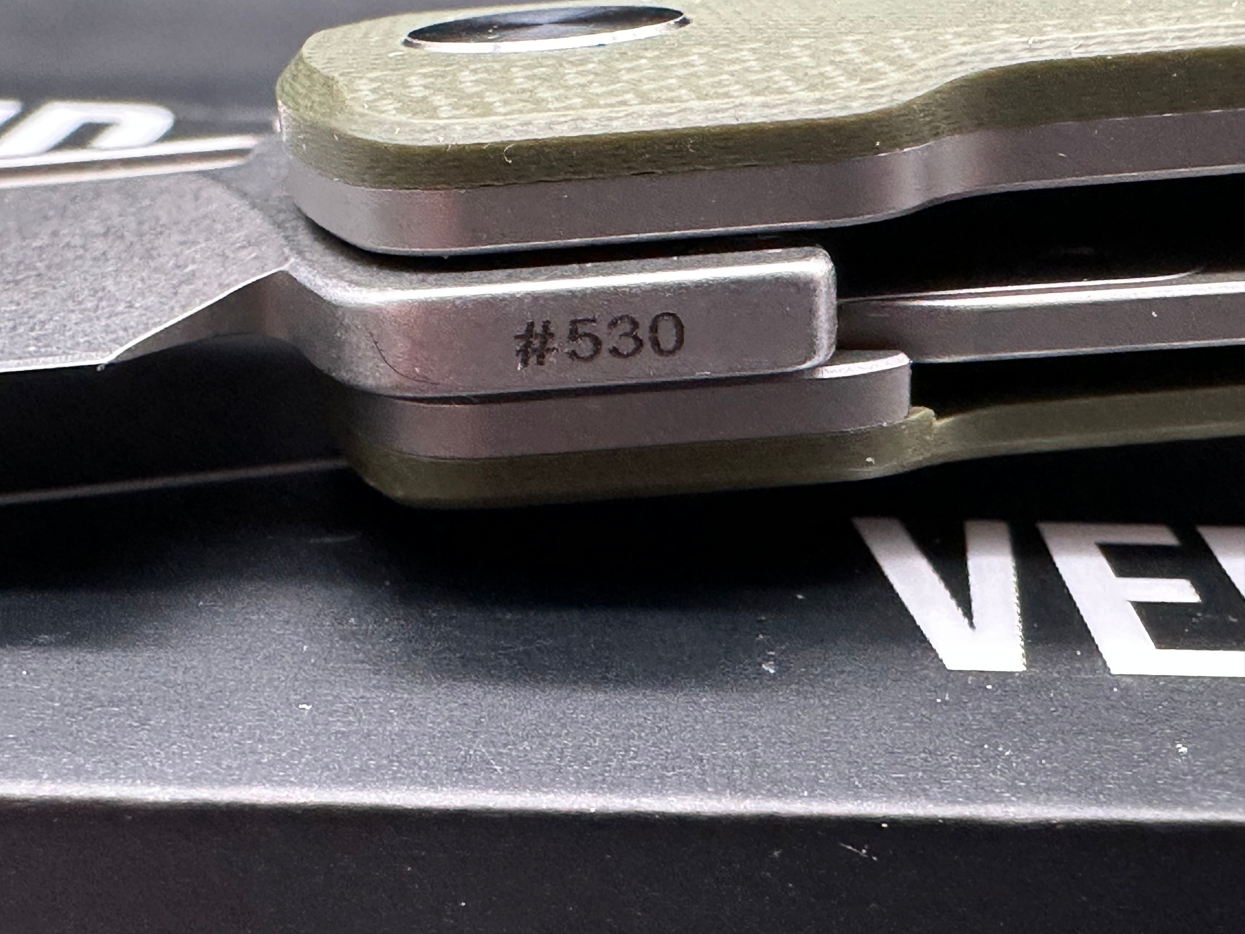 Vero Engineering Avid 1 DLT Exclusive #530 3.25" CPM S45VN Stonewash Blade with OD Green G10 Scales