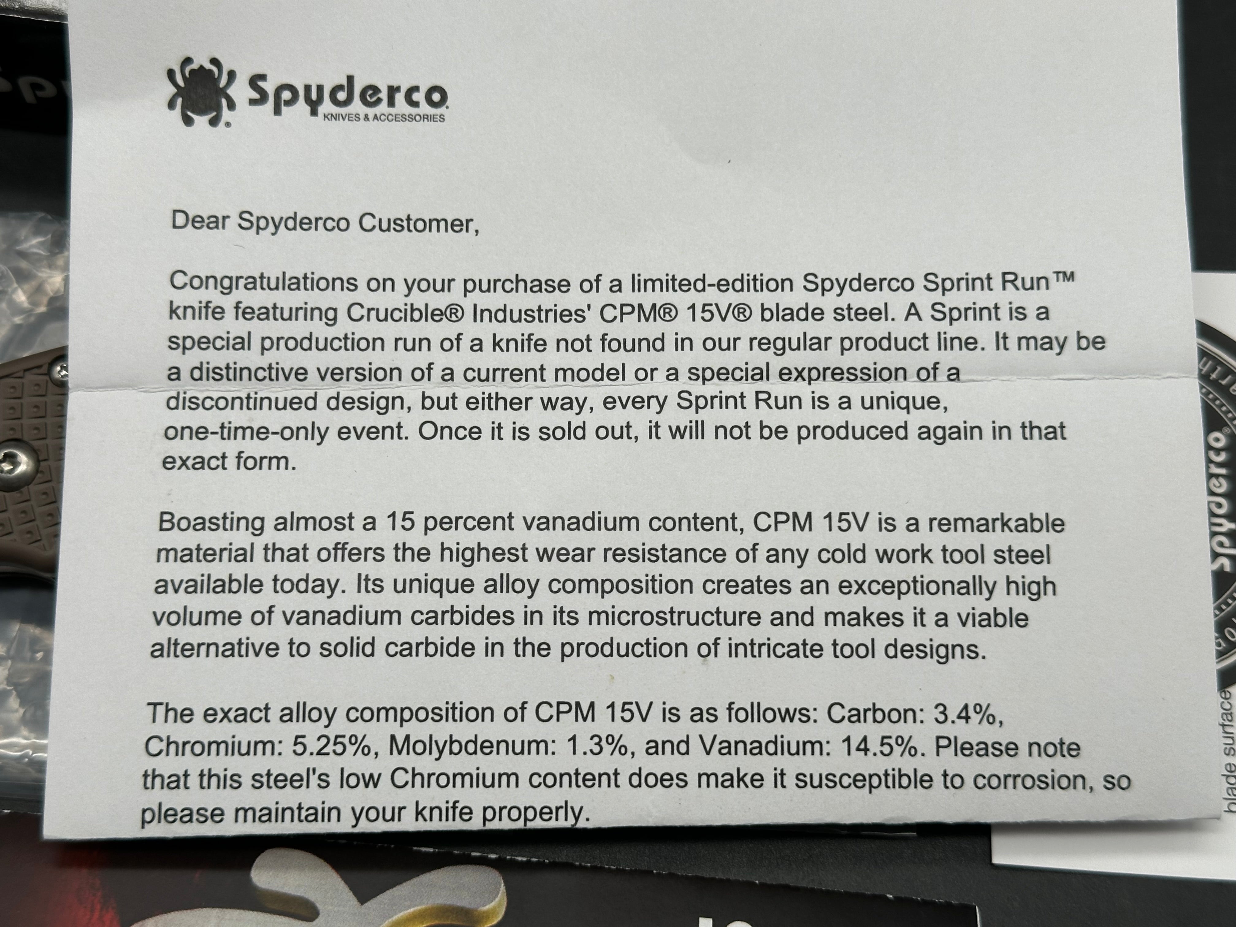 Spyderco Para 3 Lightweight - Sprint Run 2.93" CPM 15V Stonewash Blade with Brown FRN Scales