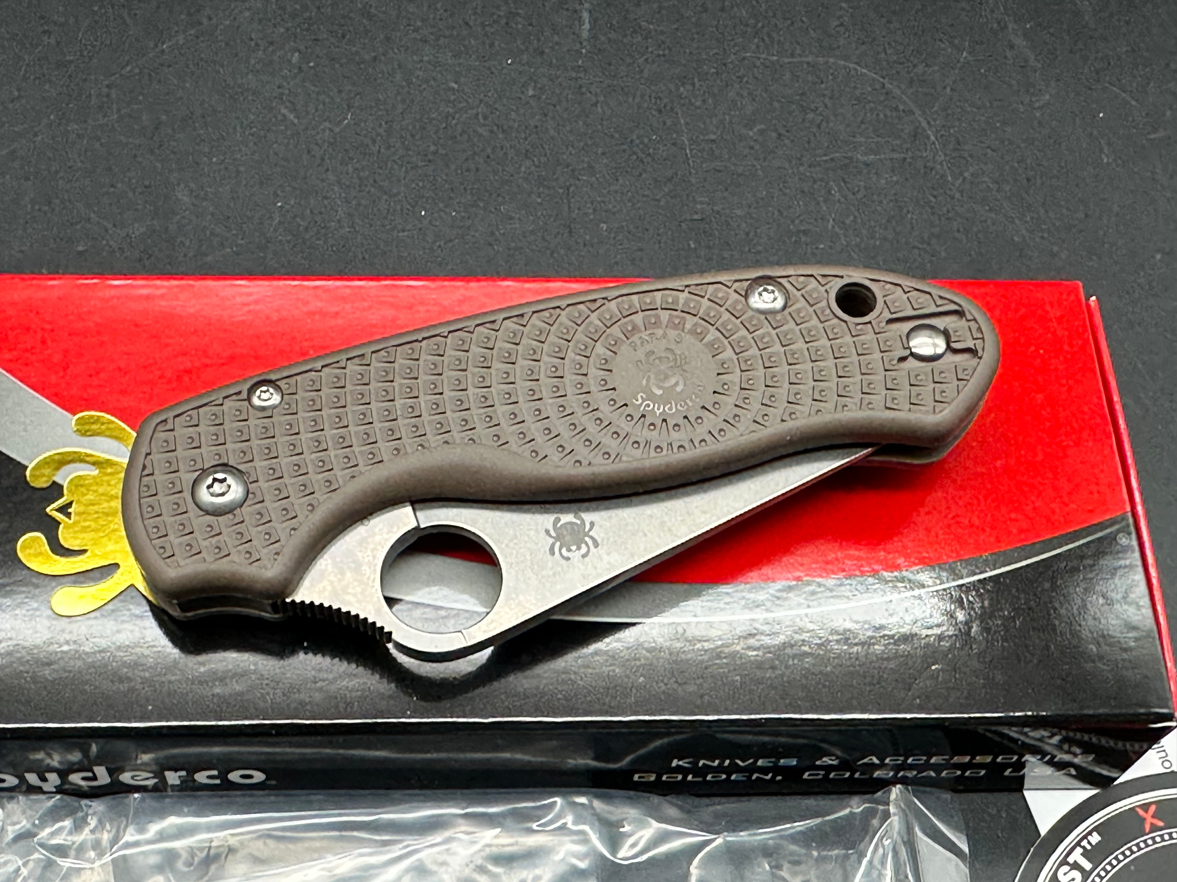 Spyderco Para 3 Lightweight - Sprint Run 2.93" CPM 15V Stonewash Blade with Brown FRN Scales