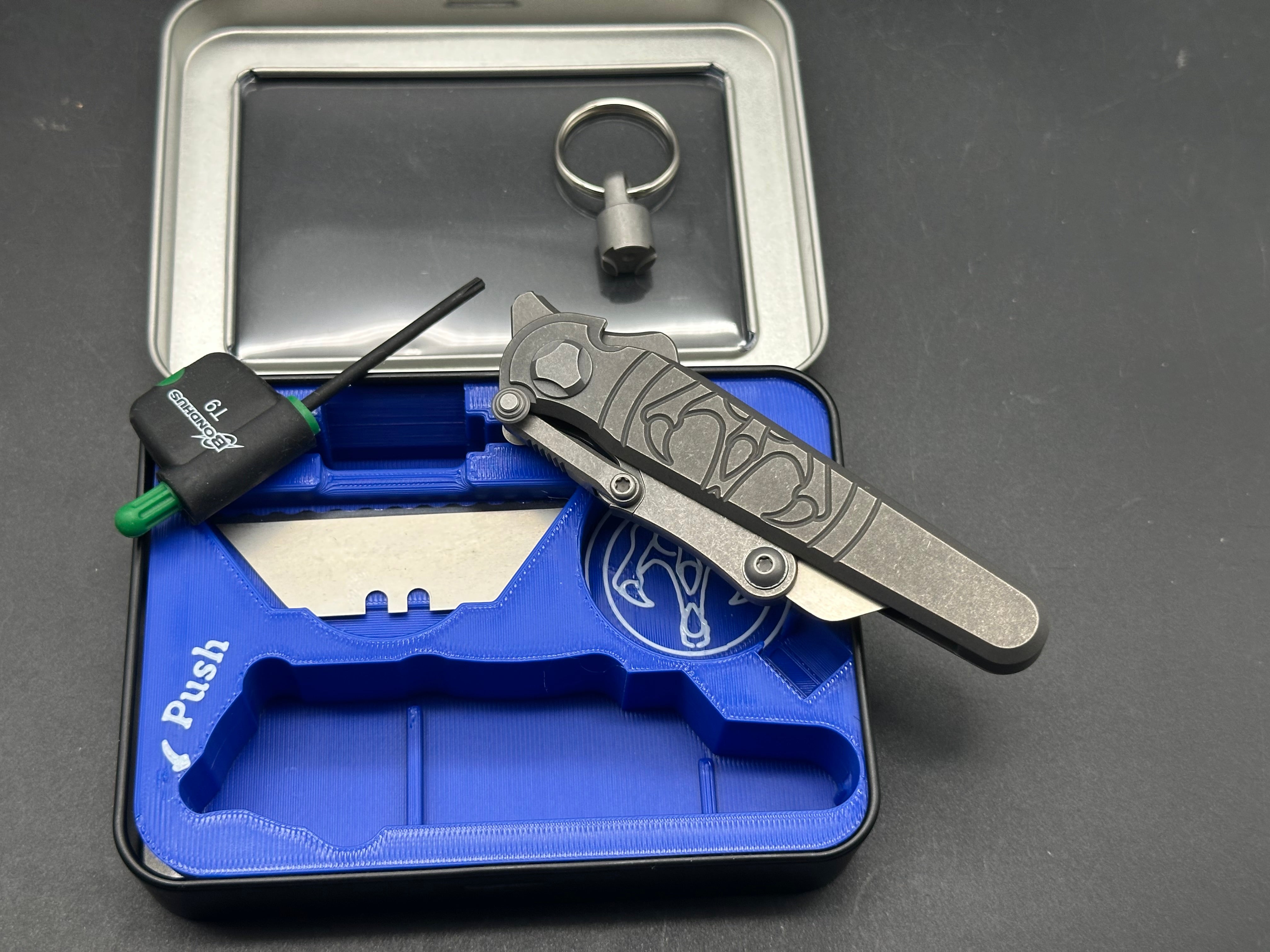 Hawk Knife Designs G&G Hawk - Shortcut - Folding Knife - Titanium - Serrated