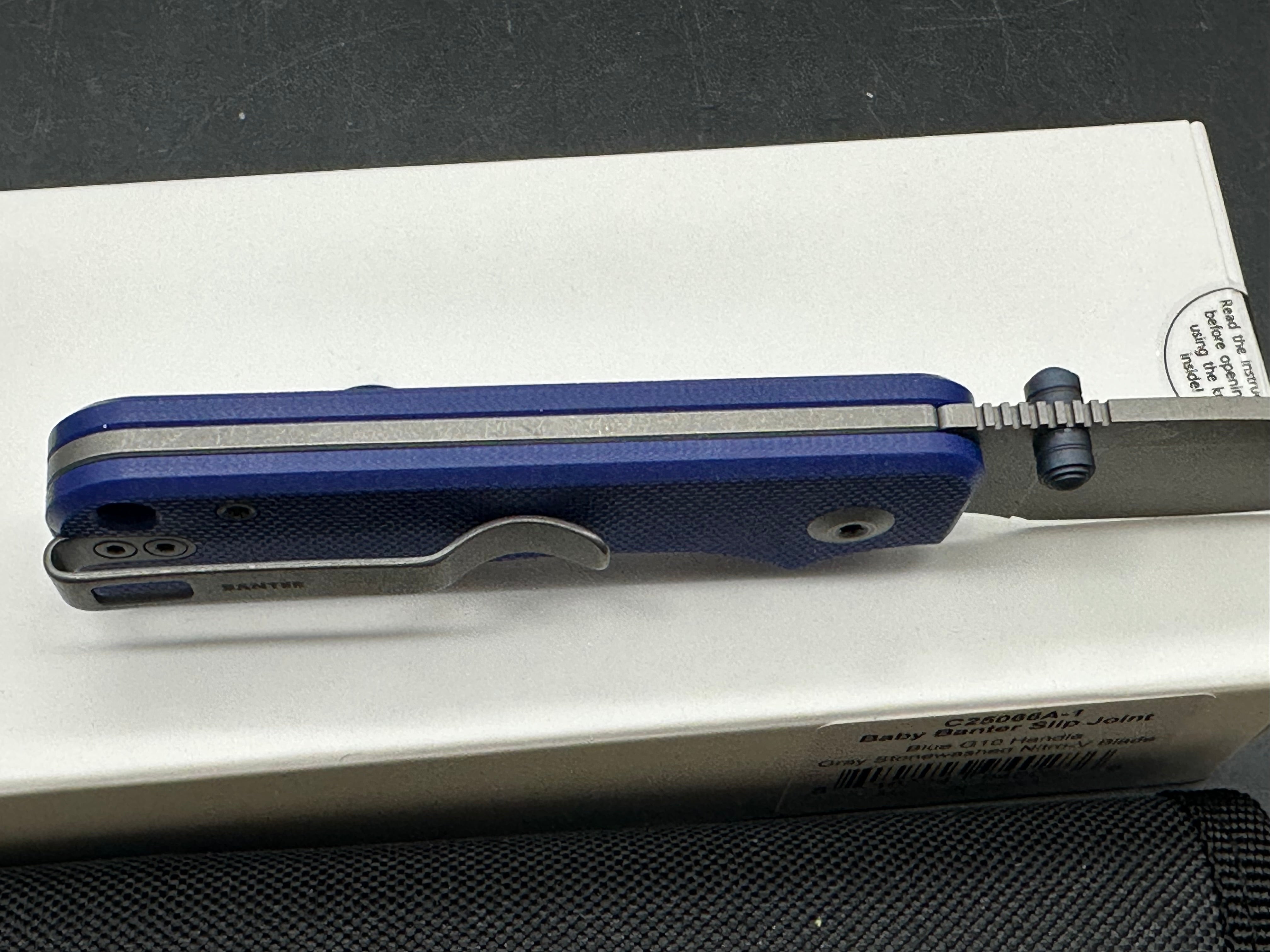 CIVIVI BABY BANTER BLUE G10 HANDLE NITRO-V PLAIN EDGE GRAY STONEWASH FINISH