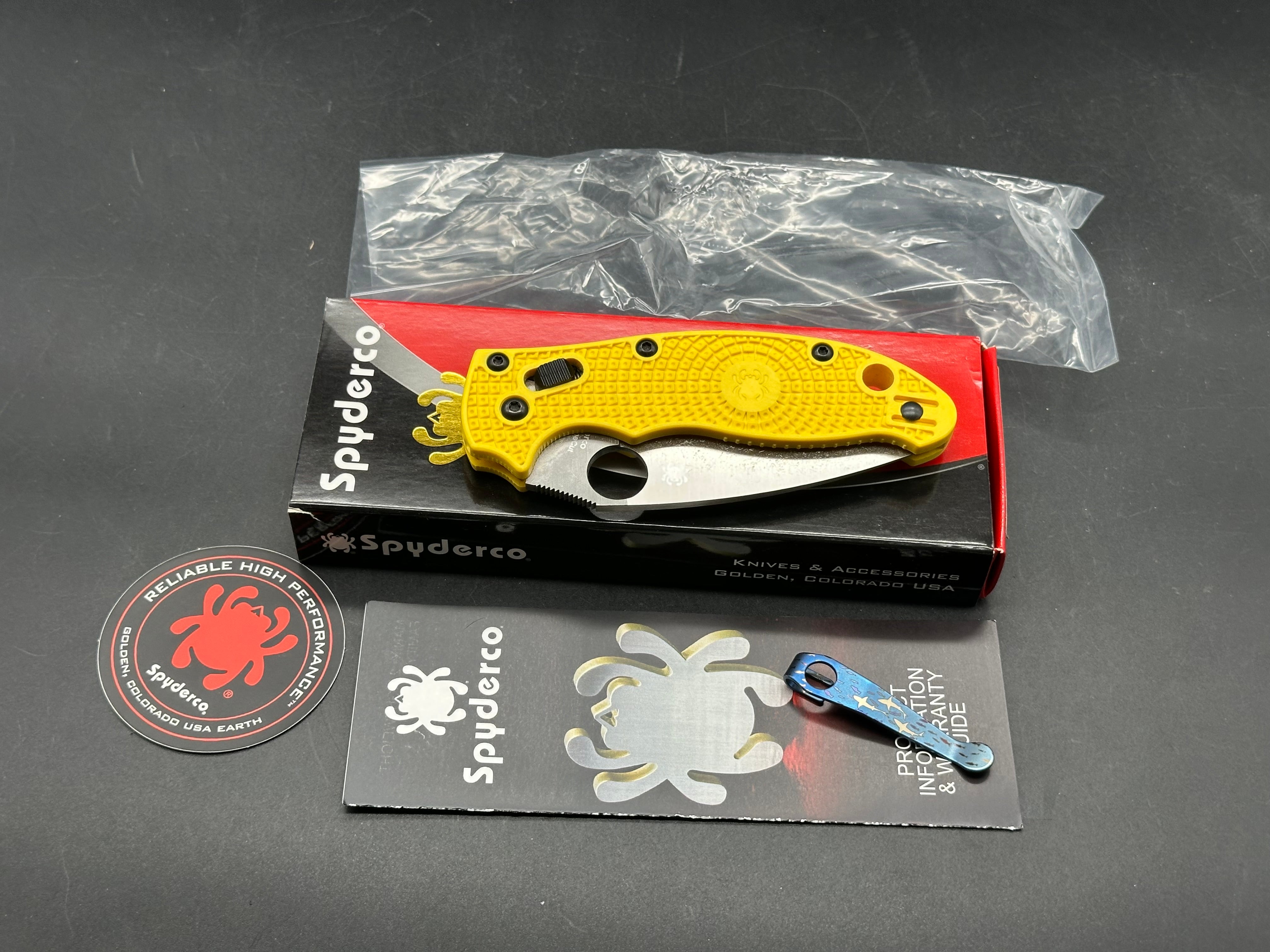 SPYDERCO MANIX 2 SALT Magnacut 3.375" NEW/UNUSED W/ LYNCH DEEP CARRY CLIP