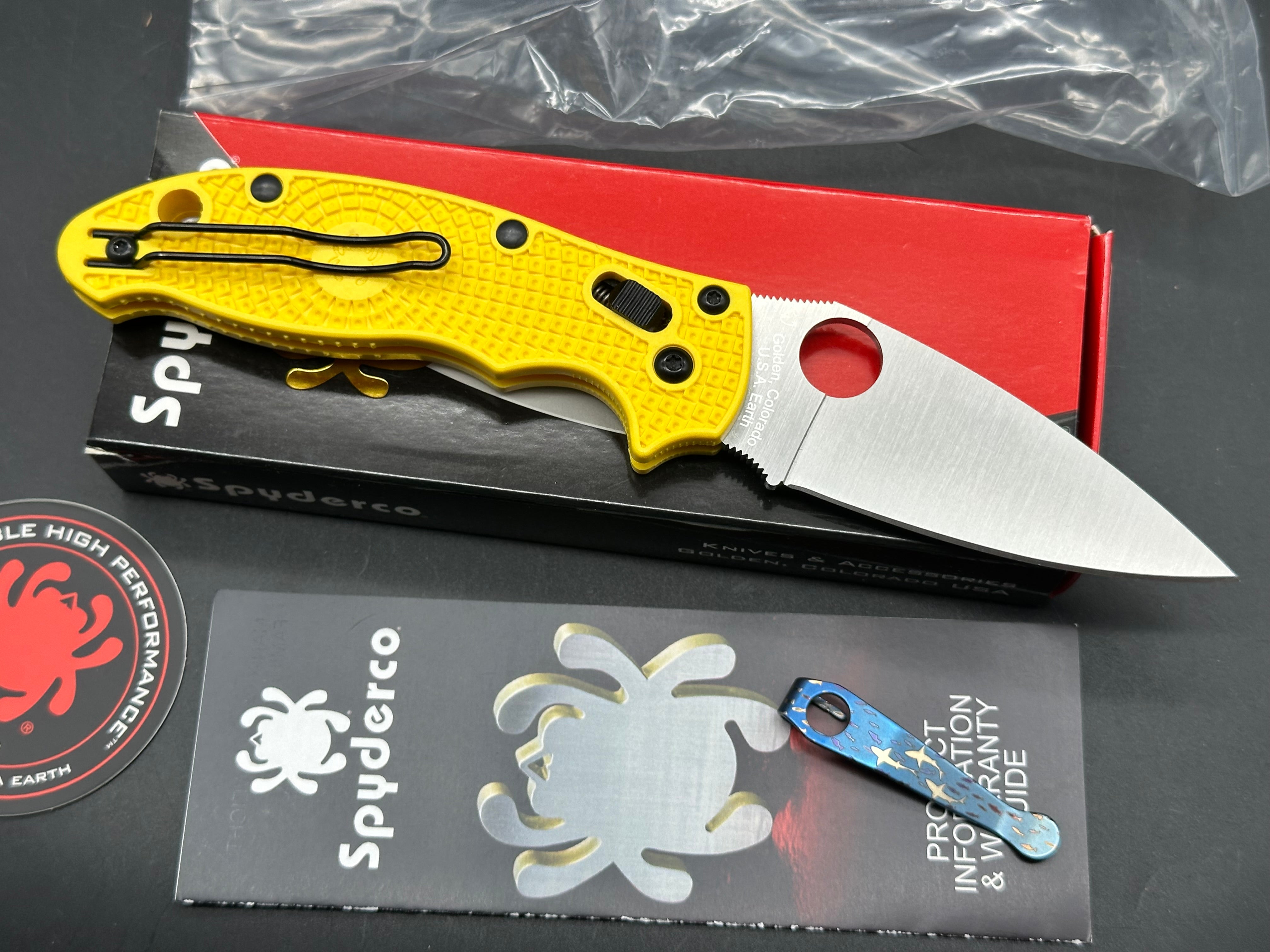 SPYDERCO MANIX 2 SALT Magnacut 3.375" NEW/UNUSED W/ LYNCH DEEP CARRY CLIP