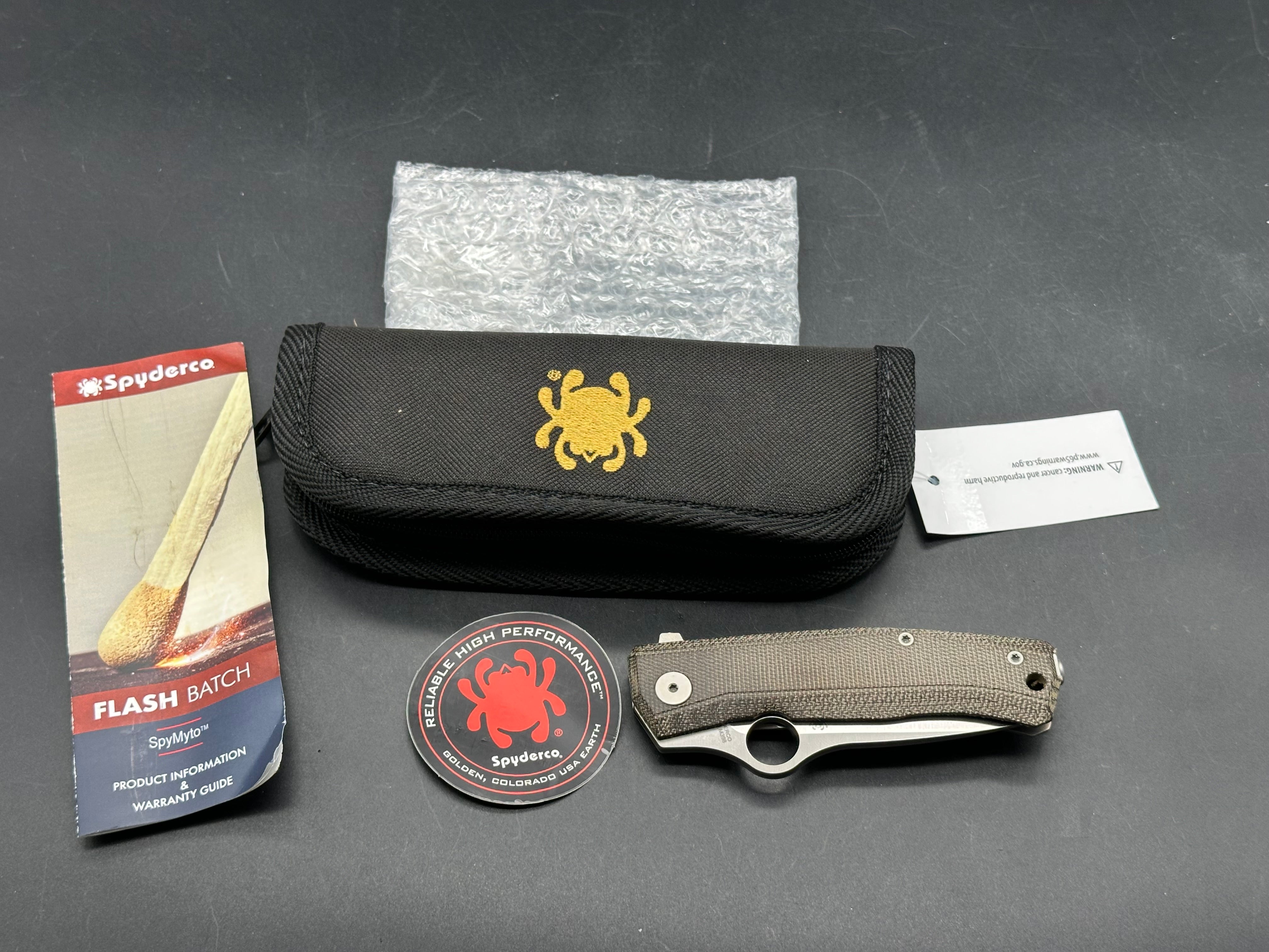 SPYDERCO SPYMYTO "FLASH BATCH" 3.32" M398 STEEL