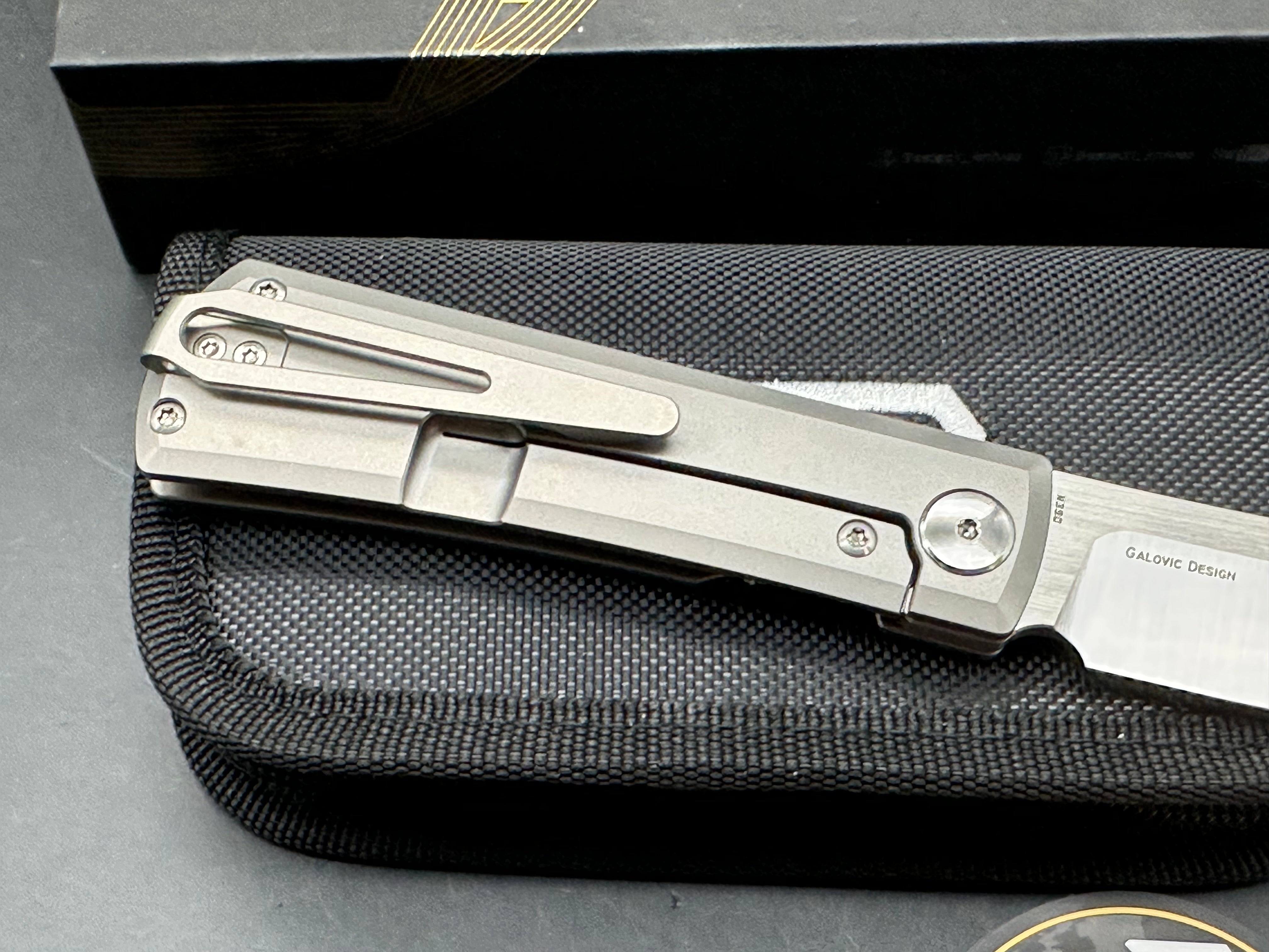 BESTECH BRUV FOLDING KNIFE BEAD BLAST TITANIUM HANDLE M390 PLAIN EDGE