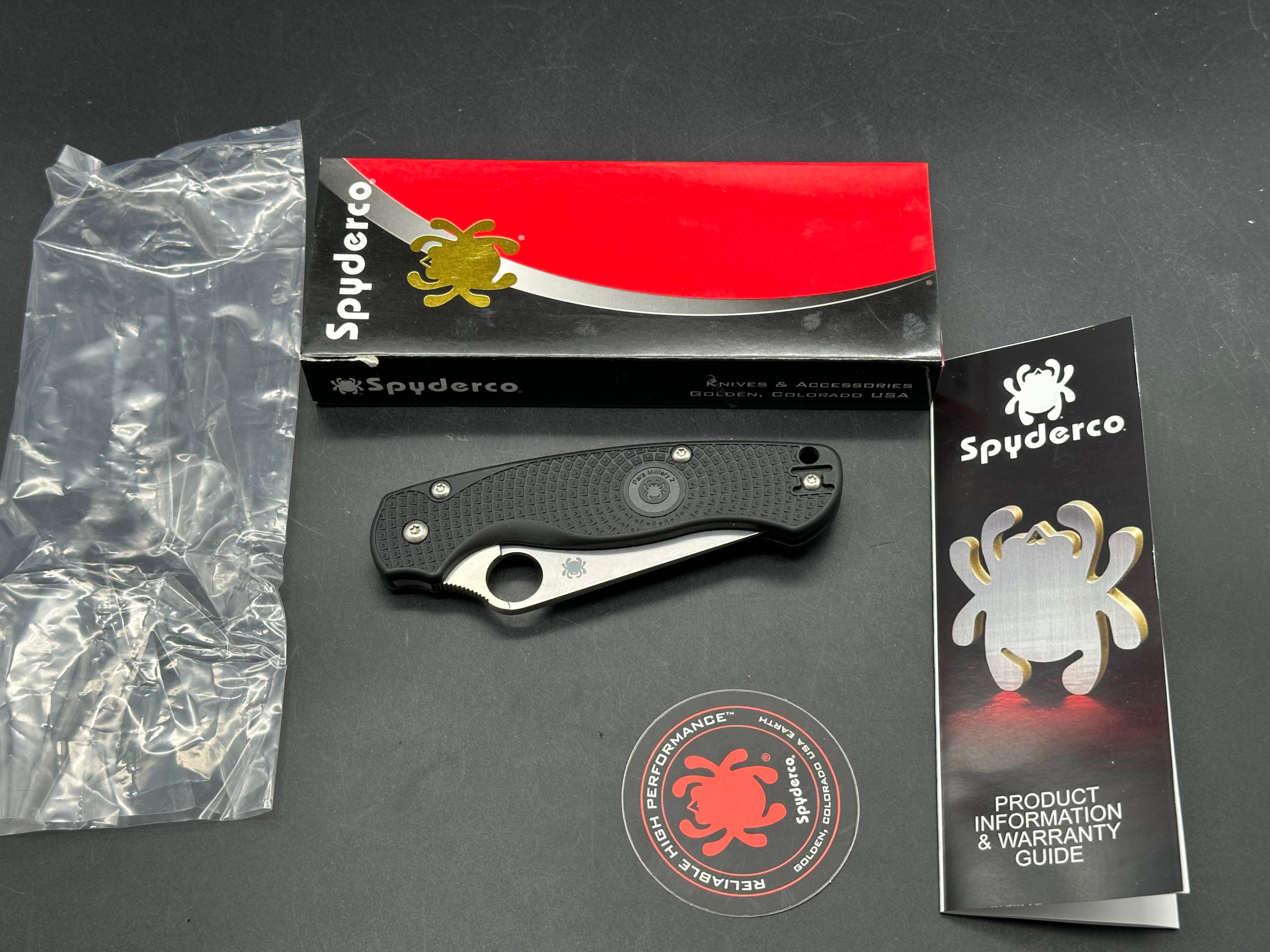 Spyderco Para Military 2 Lightweight 3.43" CTS BD1N Stonewash Blade with Black FRN