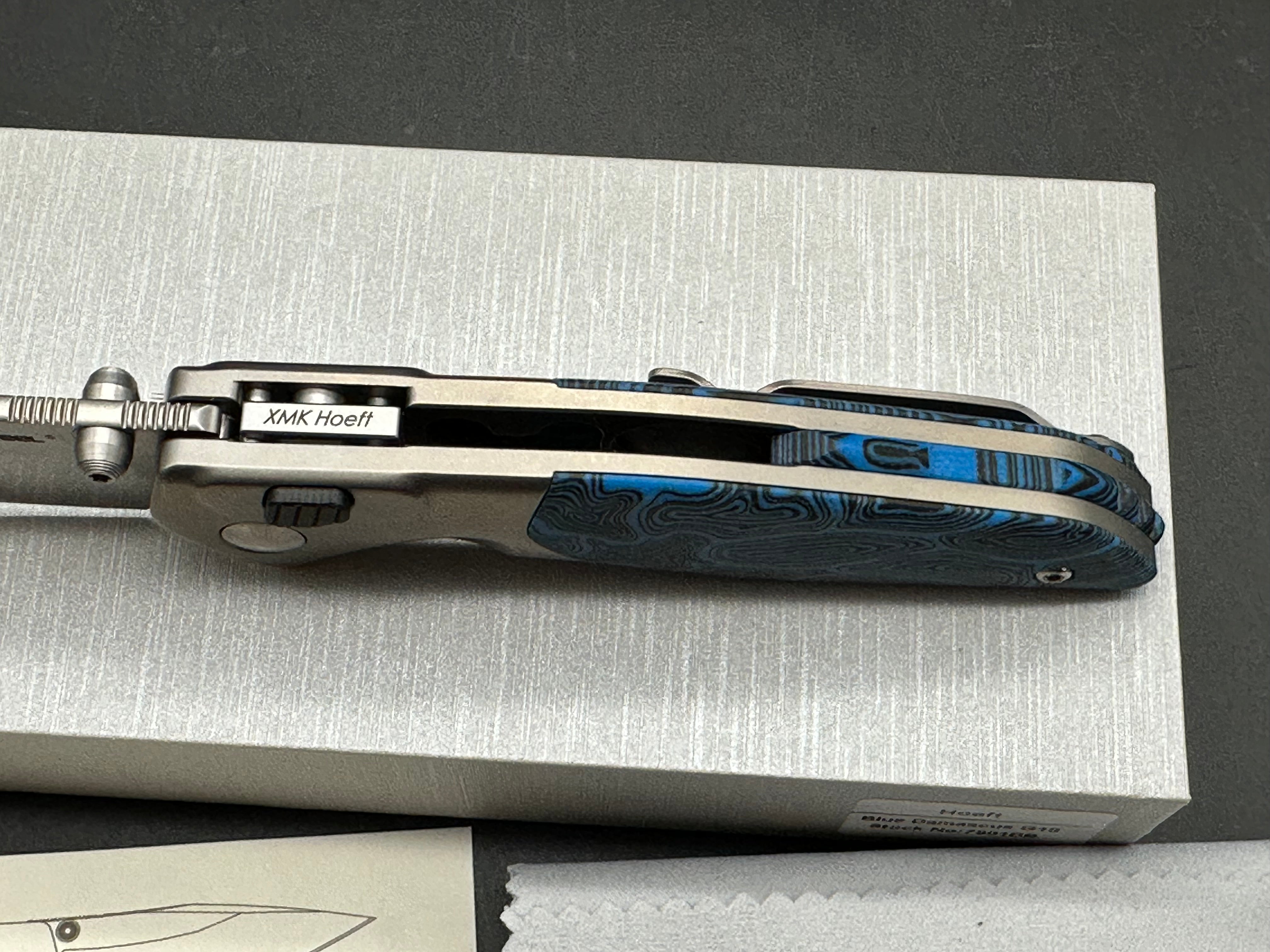 Real Steel Hoeft | S35VN | Titanium & Blue Damascus G10