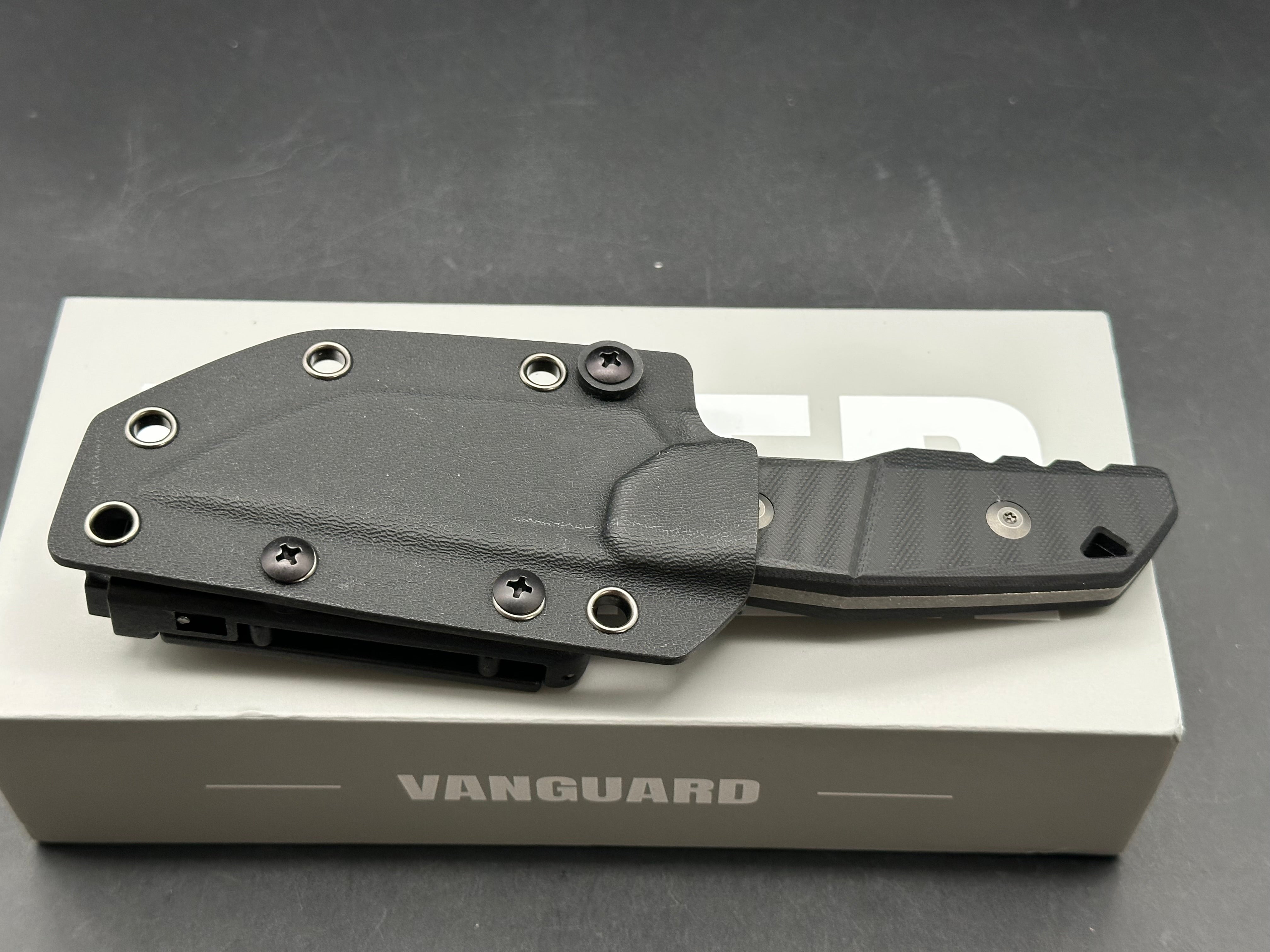 KIZER QUARTZ FIXED BLADE KNIFE BLACK G10 HANDLE AEB-L TANTO PLAIN EDGE GRAY STONEWASH FINISH
