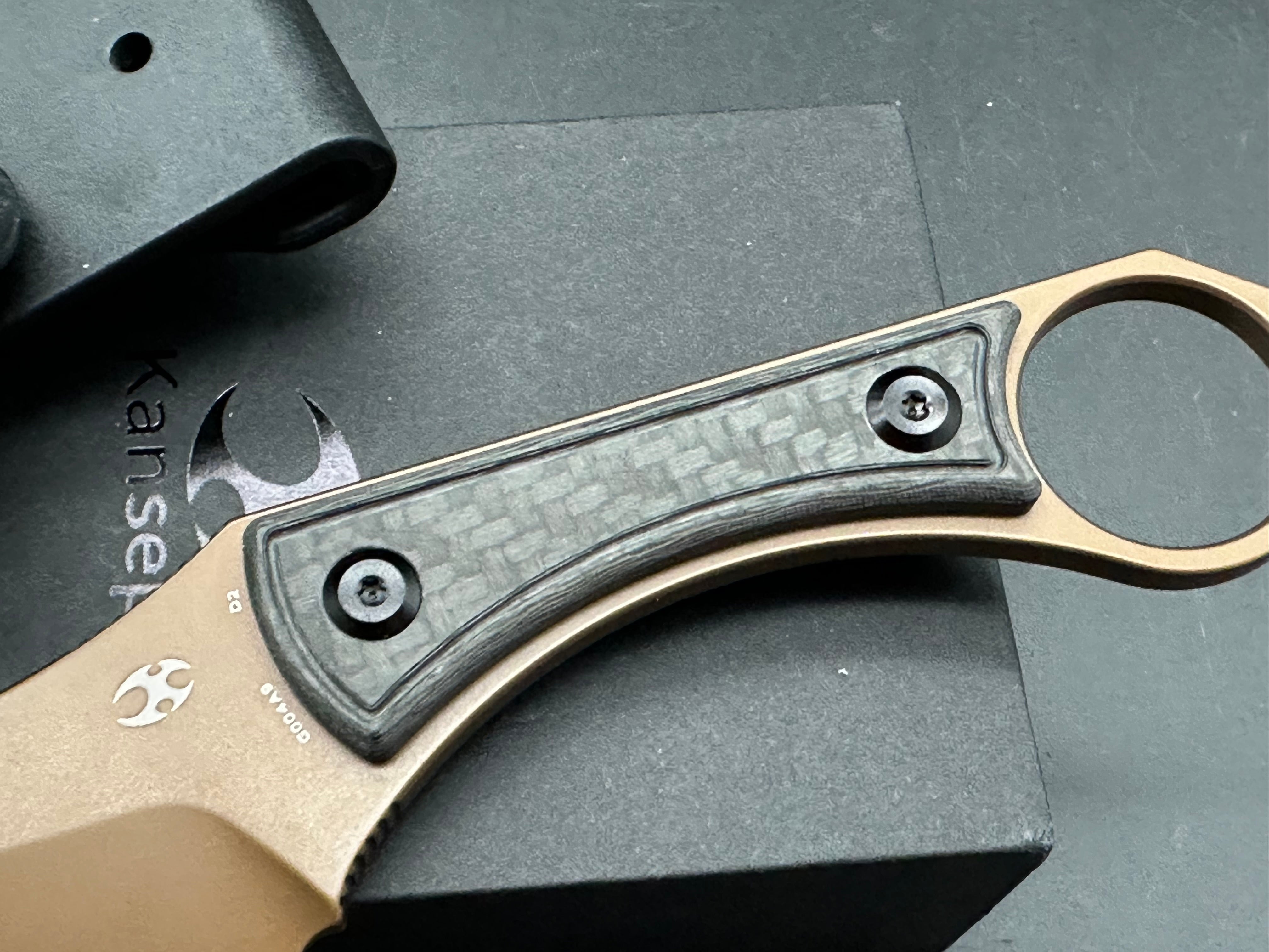 KANSEPT NIKO TWILL CARBON FIBER HANDLE (3.54''ROSE GOLD COATED D2 BLADE )