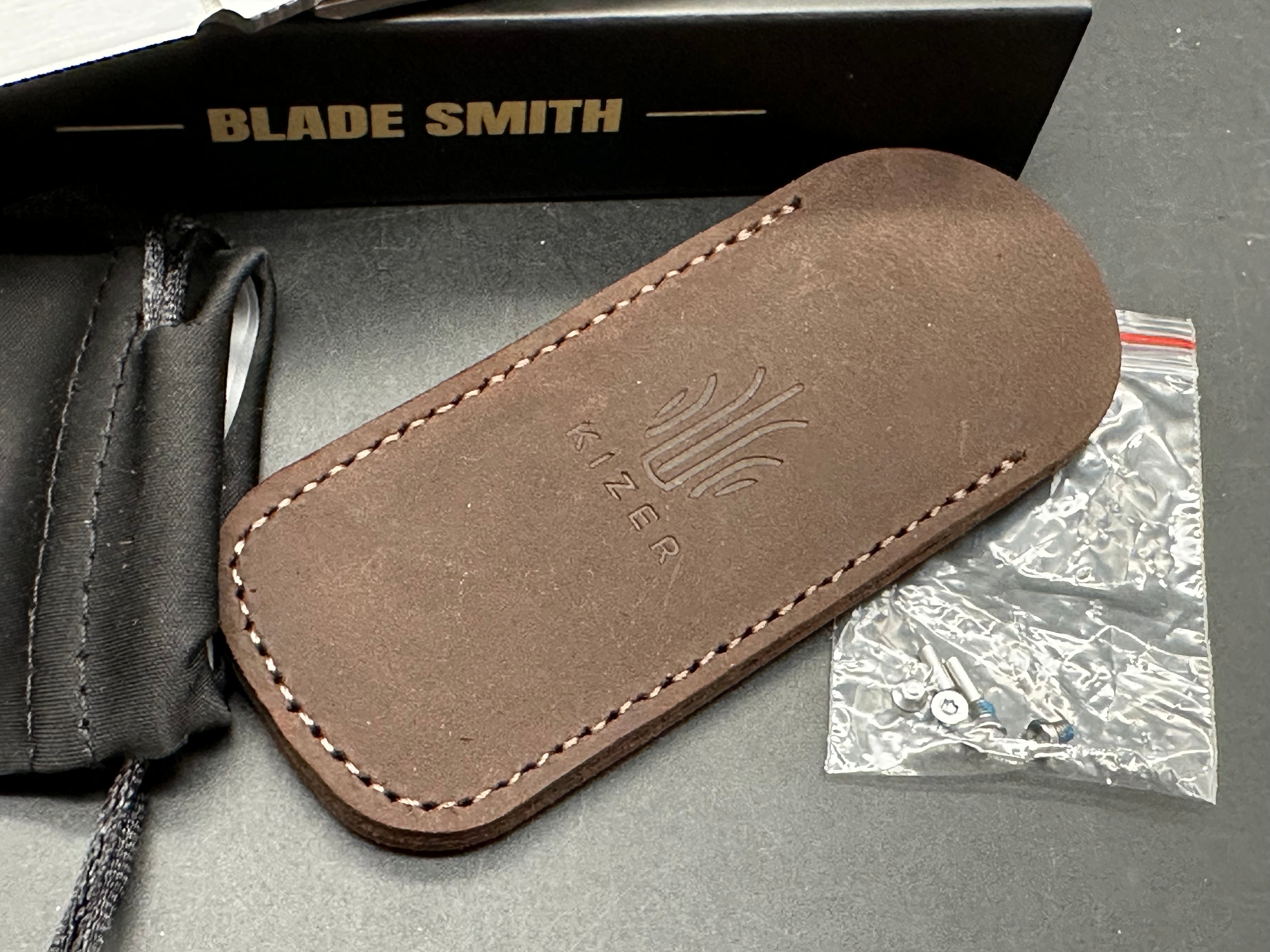 KIZER TRESTLE PEARL TITANIUM HANDLE S45VN CLIP POINT PLAIN EDGE