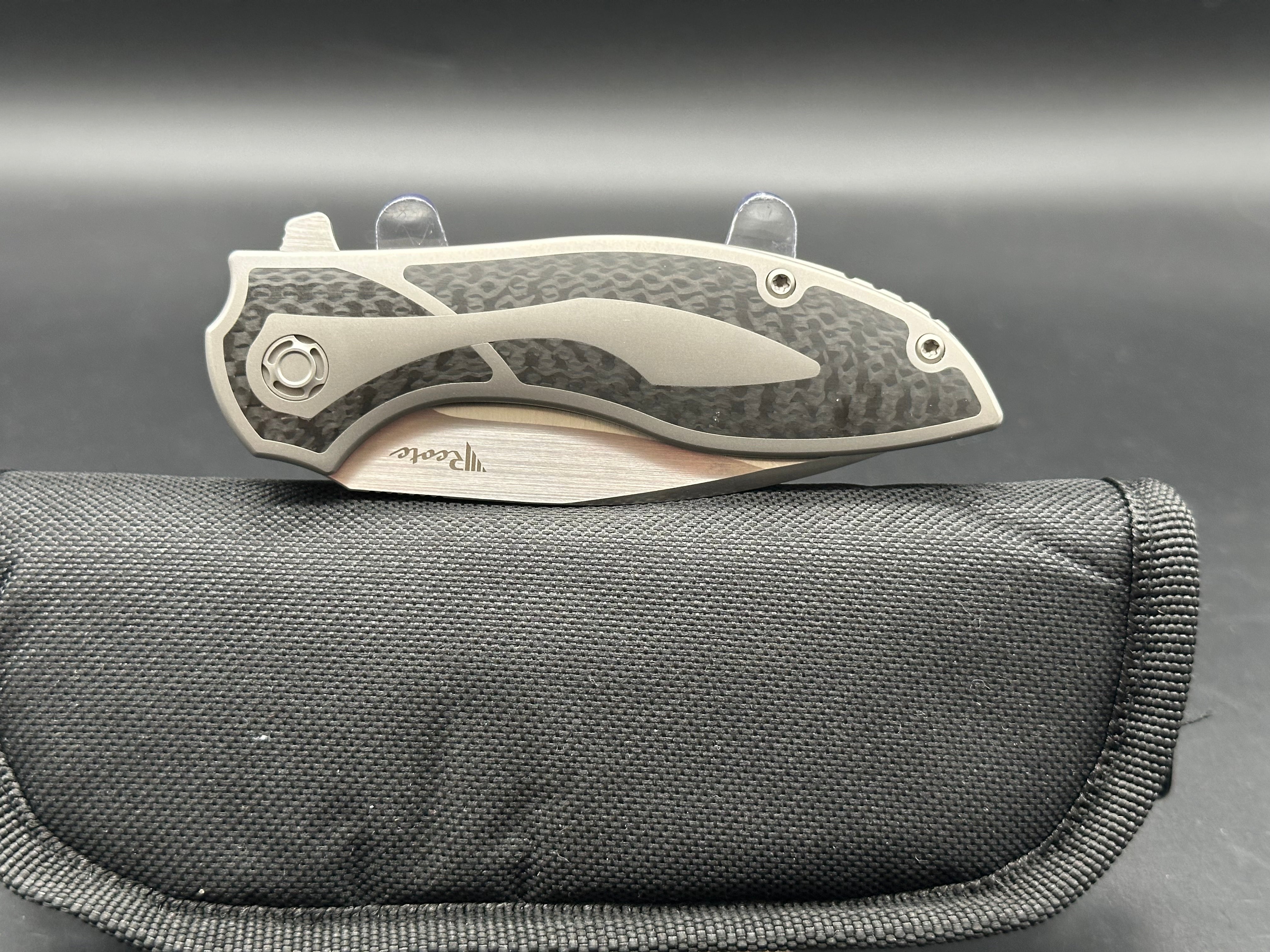 Reate Iron Knife Titanium/Black CF (3.25" Satin) / m390 blade