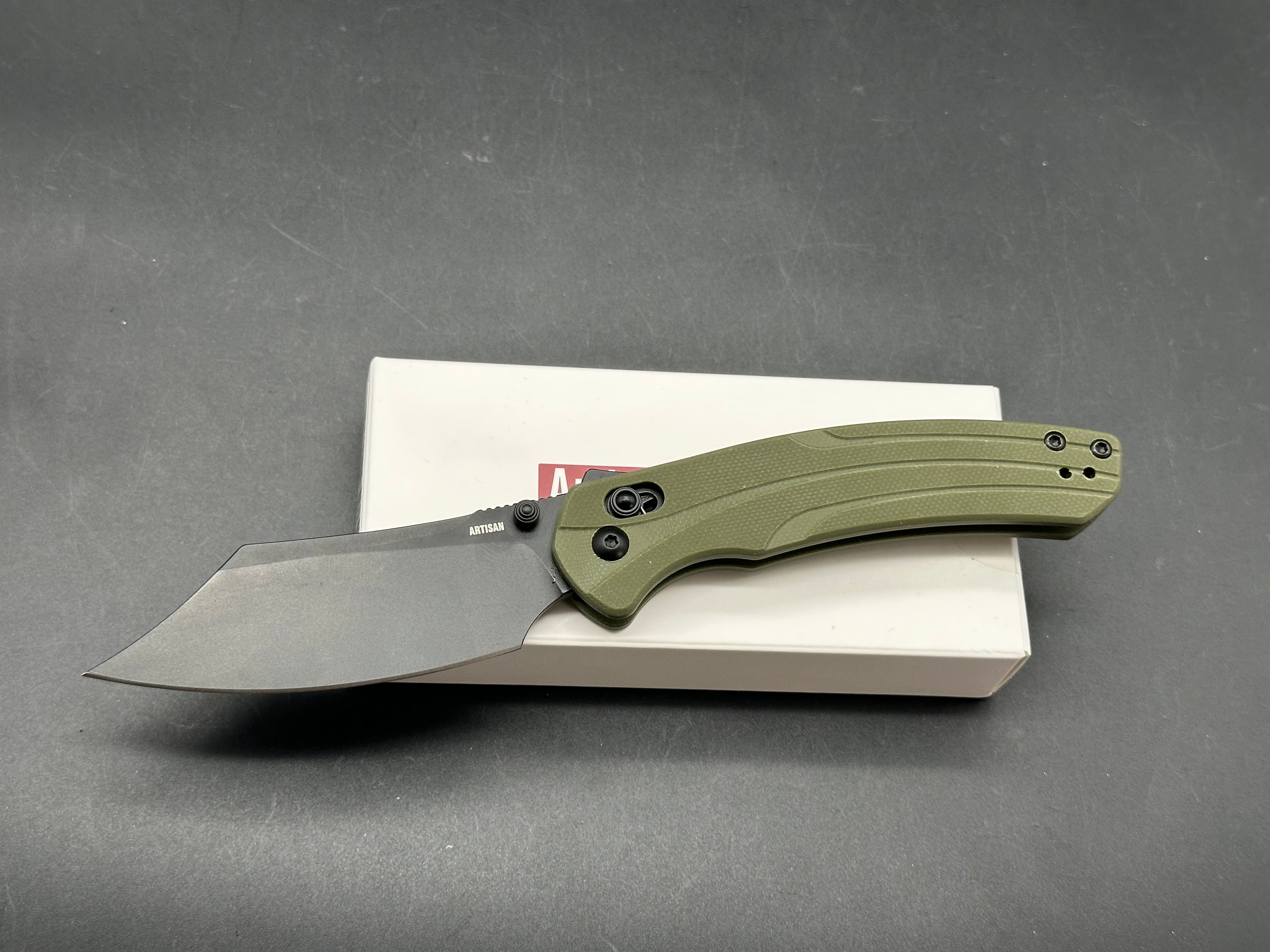 ARTISAN CUTLERY SIMOON BLACK AR-RPM9 STEEL BLADE GREEN G10 HANDLE