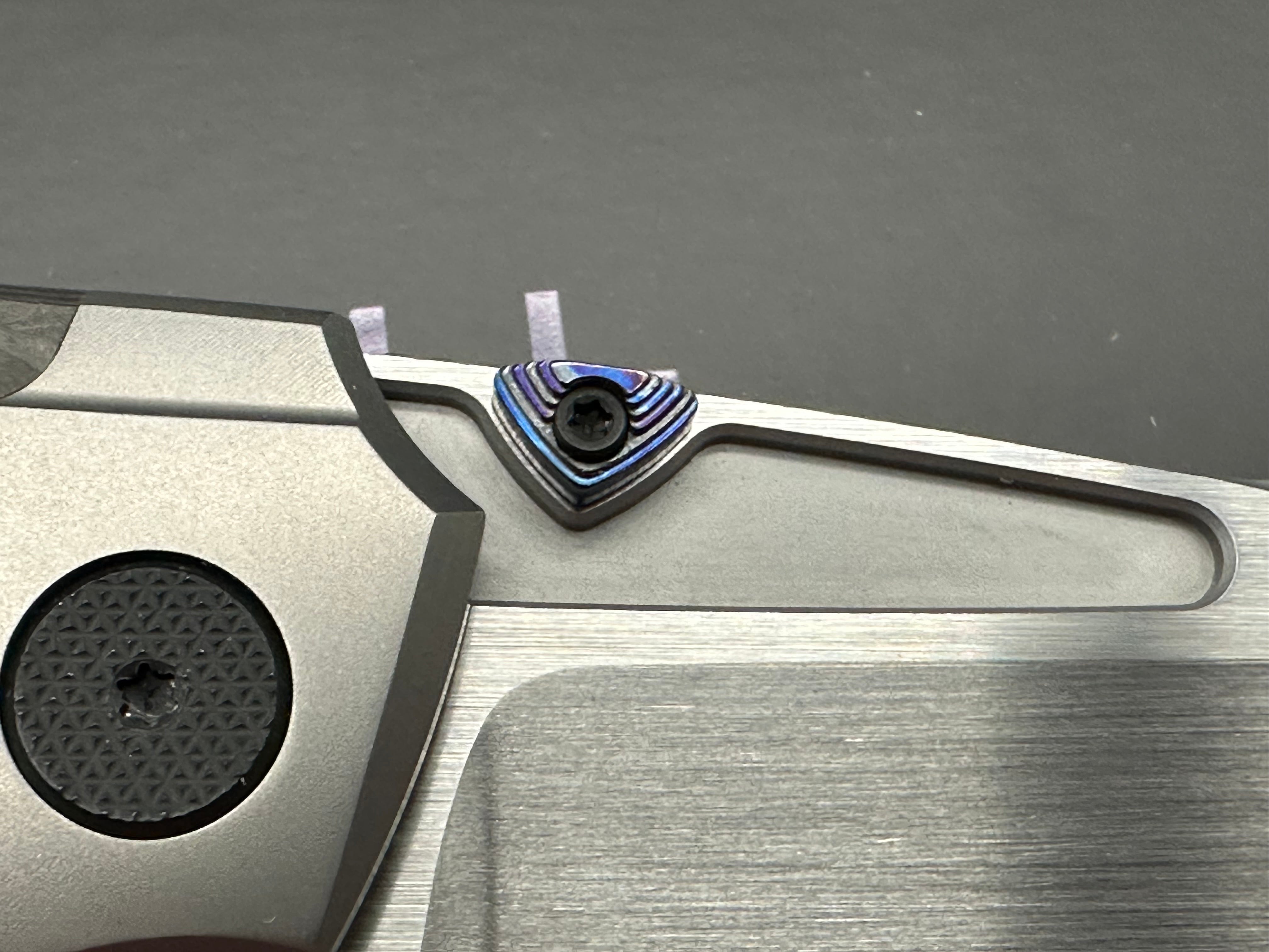 Null Knives Voodoo titanium/CF handles w/Hand satin M390 blade with full Dark Timascus kit