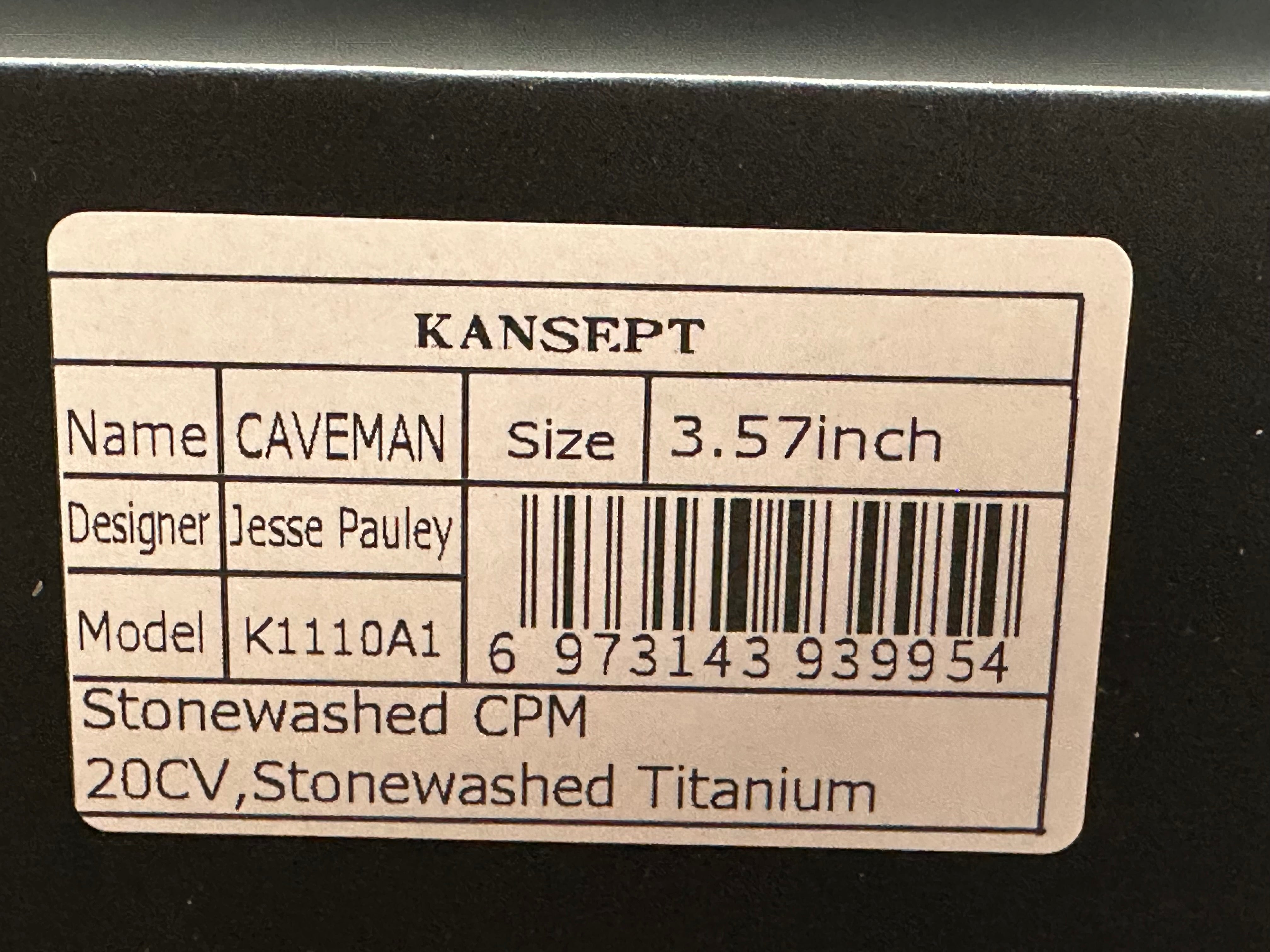 KANSEPT CAVEMAN STONEWASH TITANIUM HANDLE 20CV PLAIN EDGE