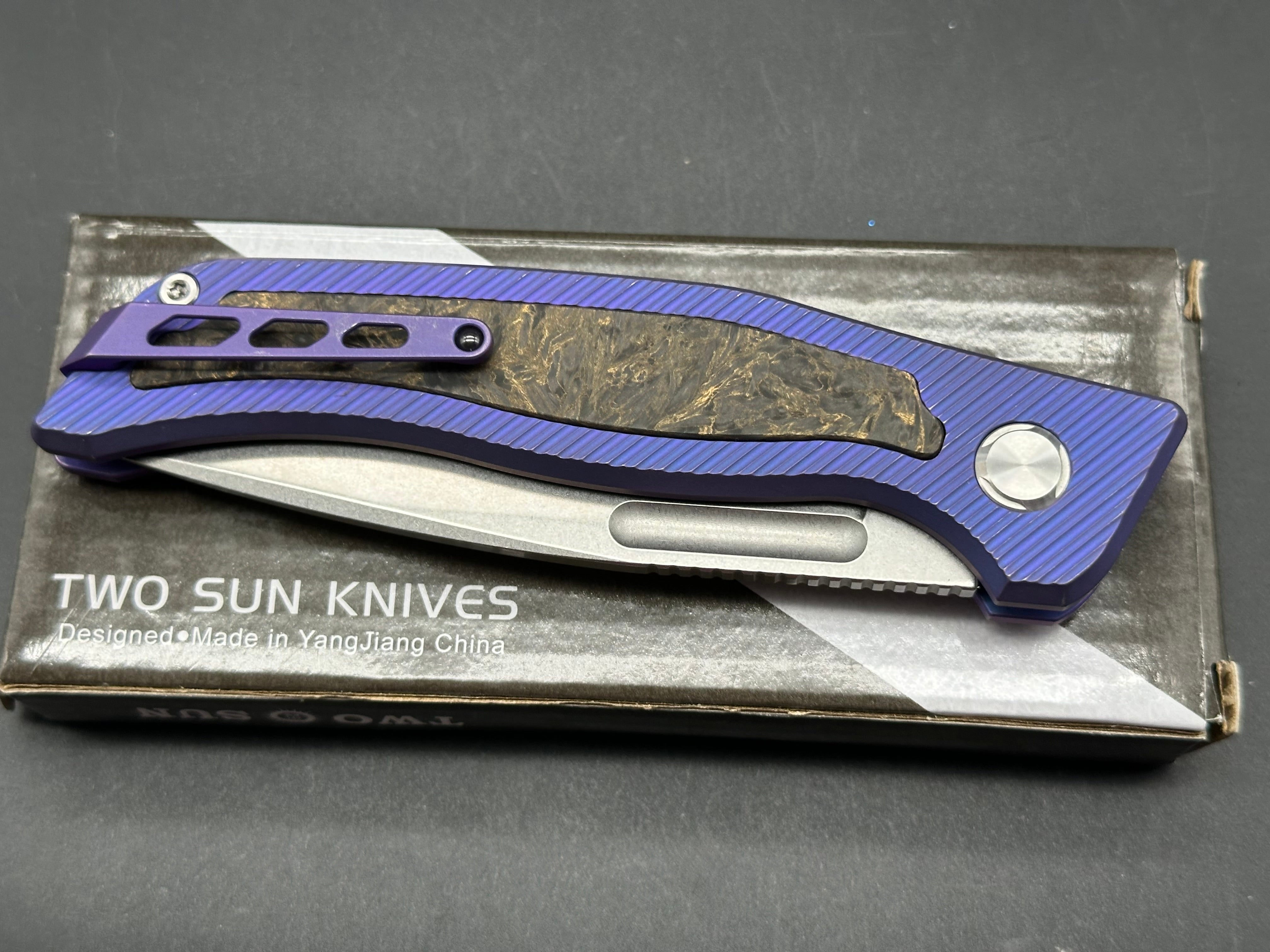 TwoSun TS329 Vandal purple titanium/fat carbon inlays 14C28N