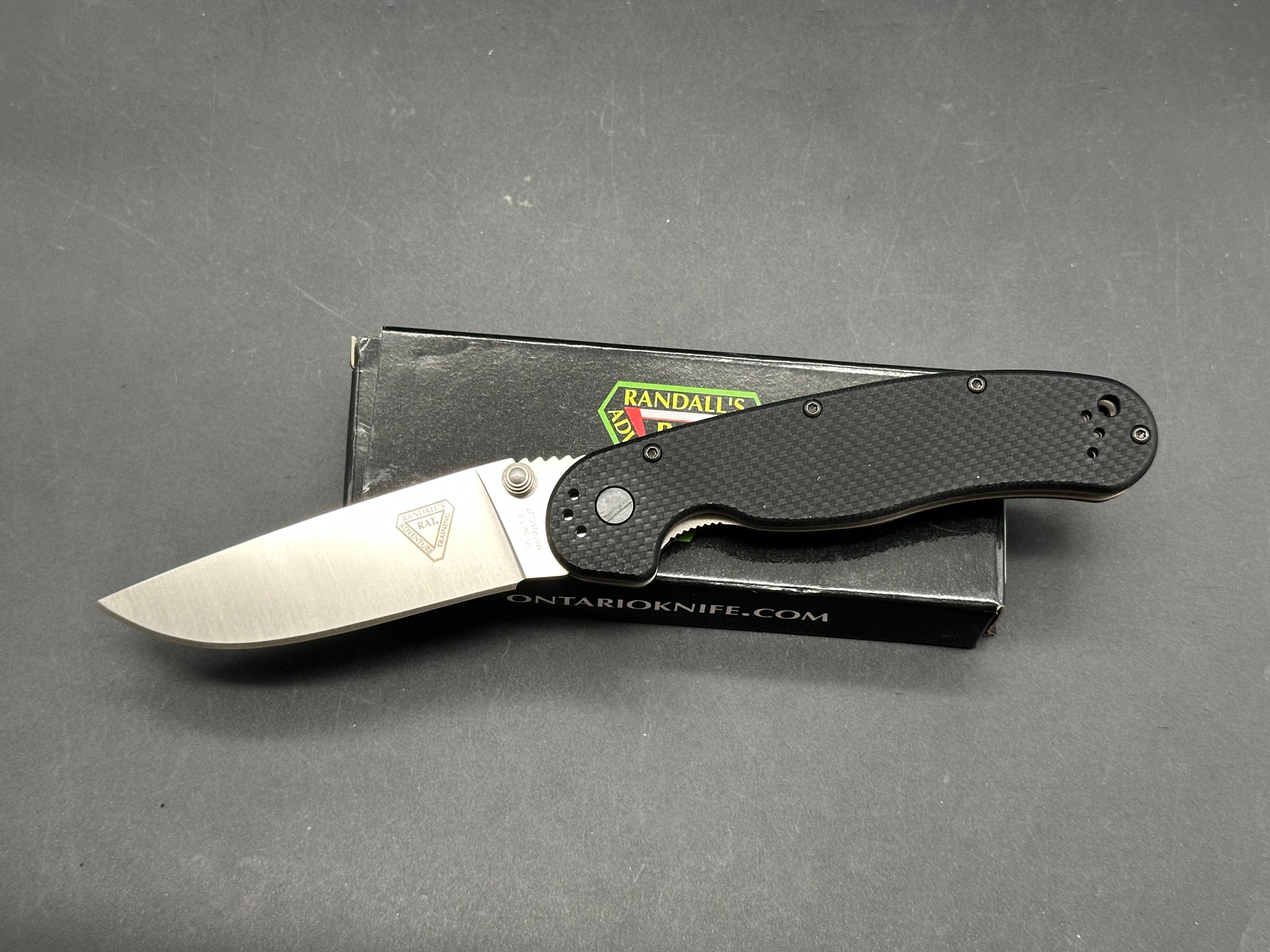 Ontario Rat Model 1.5 3.25" CPM MagnaCut with Black Textured G10 Scales