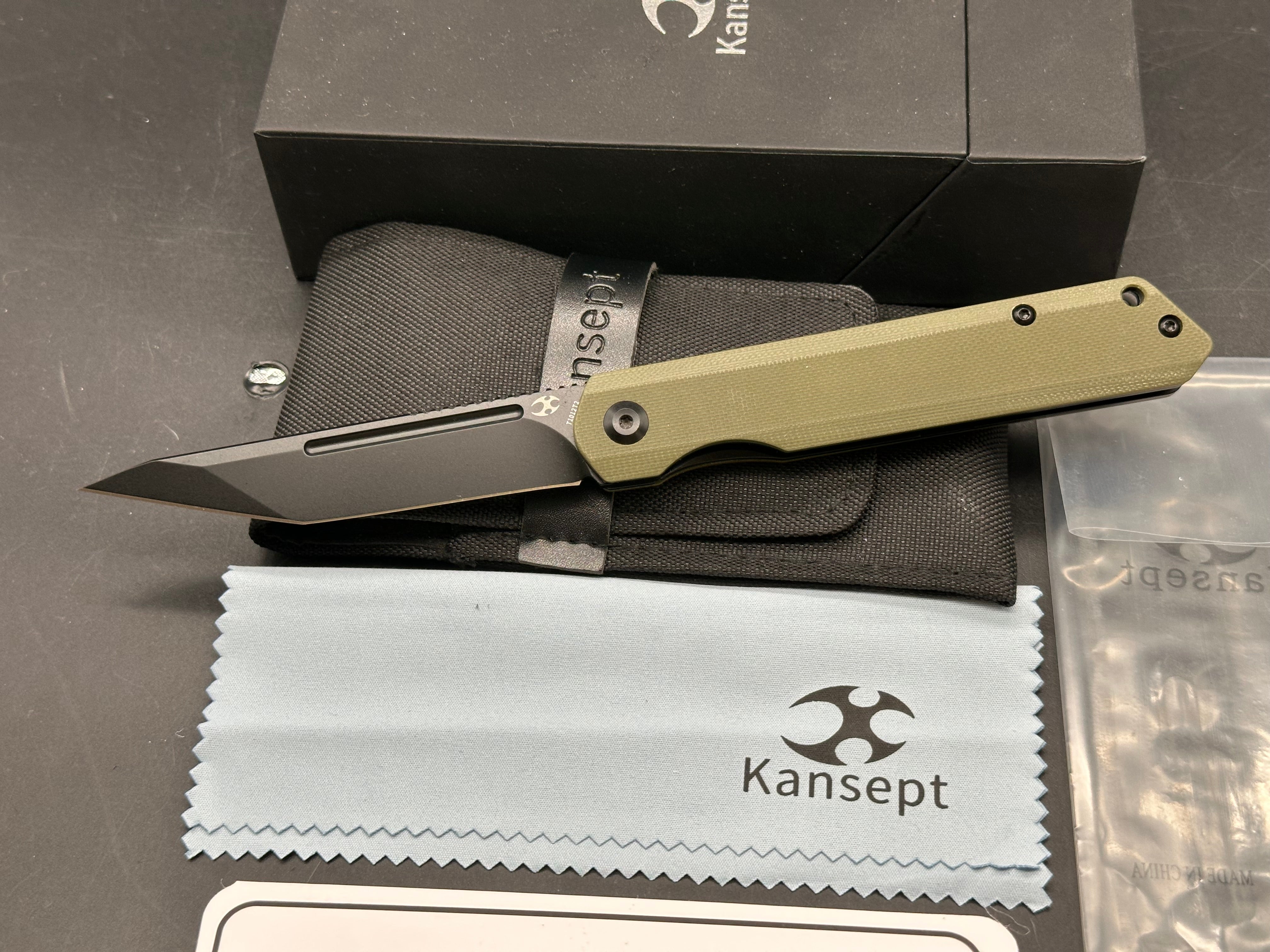 KANSEPT Prickle Flipper Knife Green G10 Handle (3.53''154CM Blade) Max Tkachuk Design