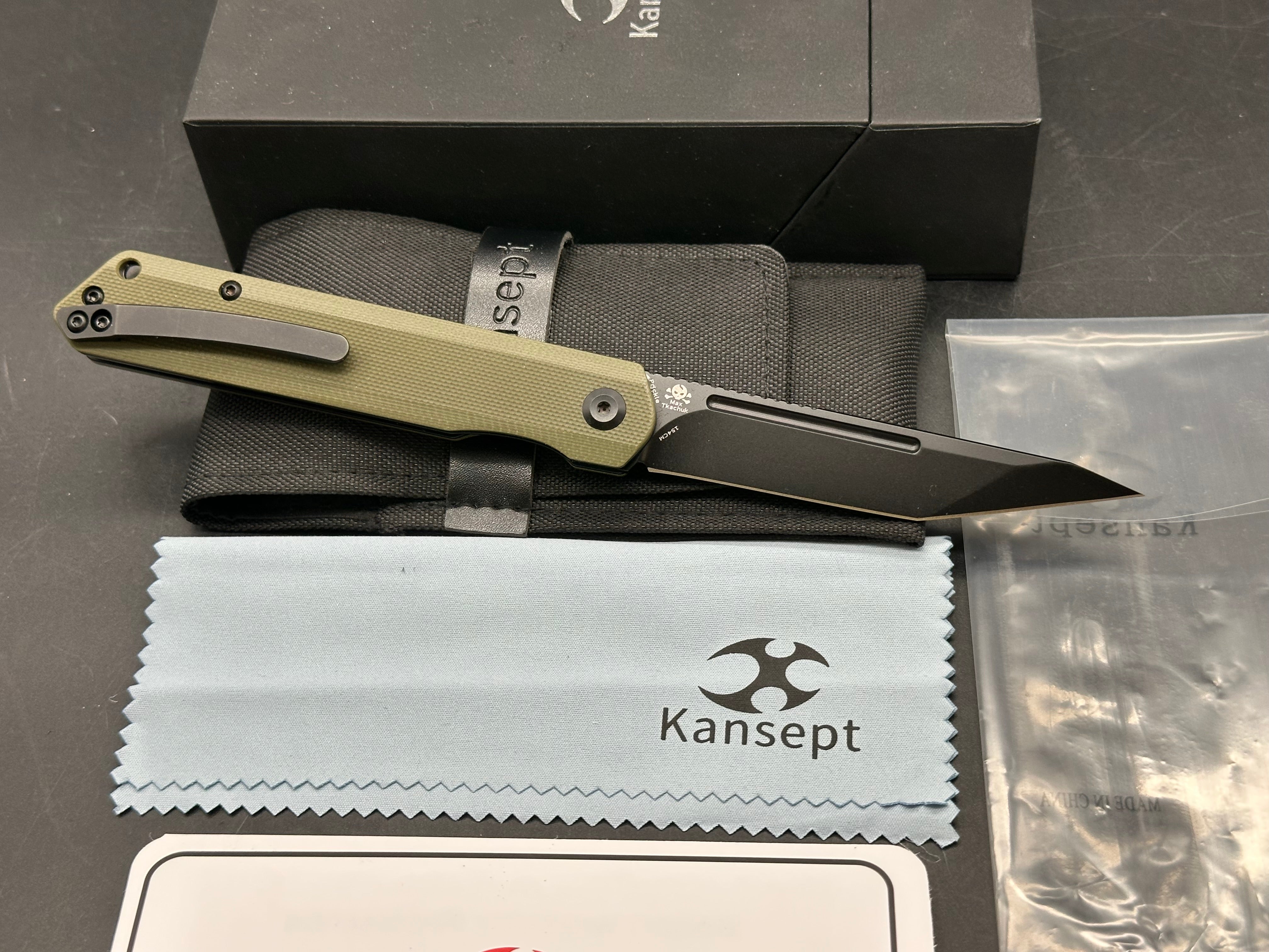KANSEPT Prickle Flipper Knife Green G10 Handle (3.53''154CM Blade) Max Tkachuk Design