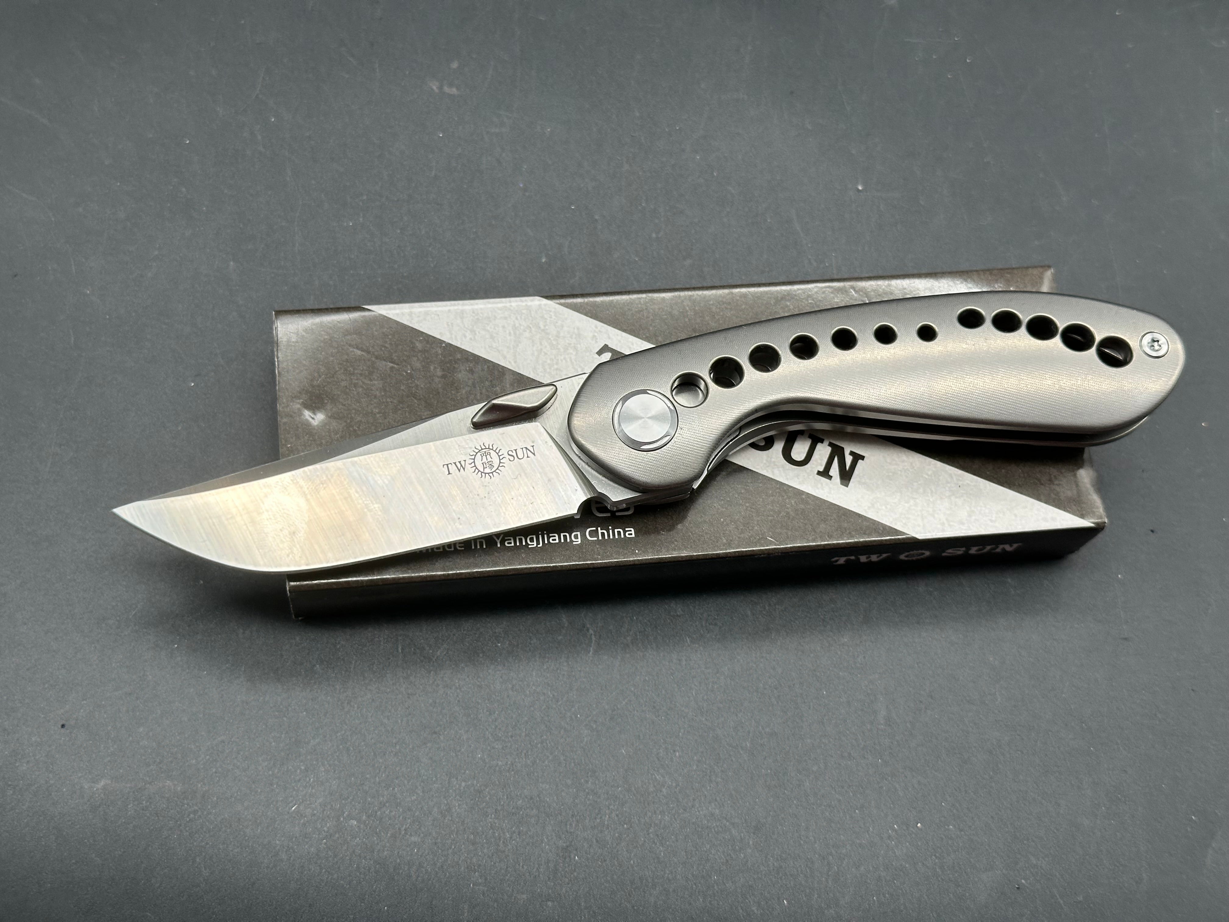 TwoSun Tepe Vortex Folding Knife Titanium handle w/390 blade