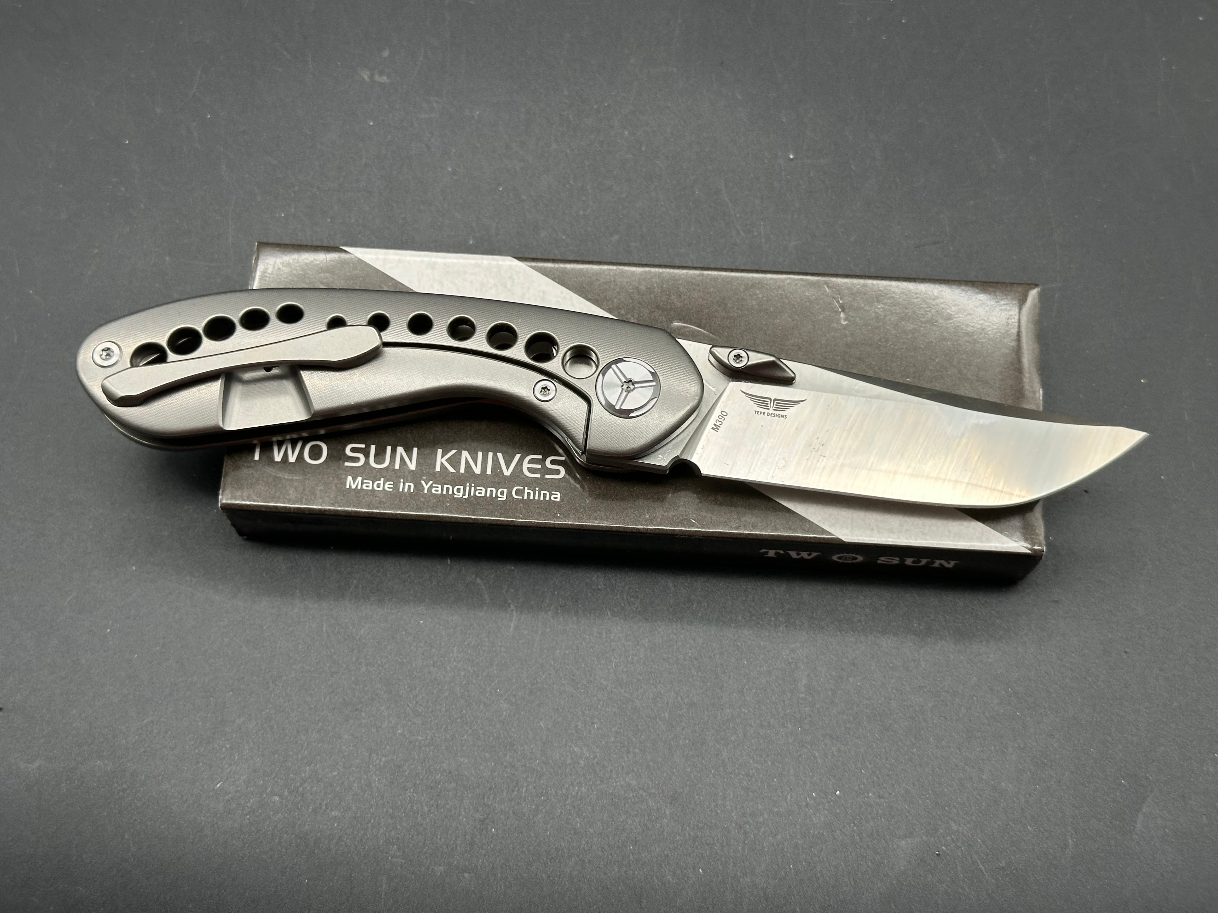 TwoSun Tepe Vortex Folding Knife Titanium handle w/390 blade