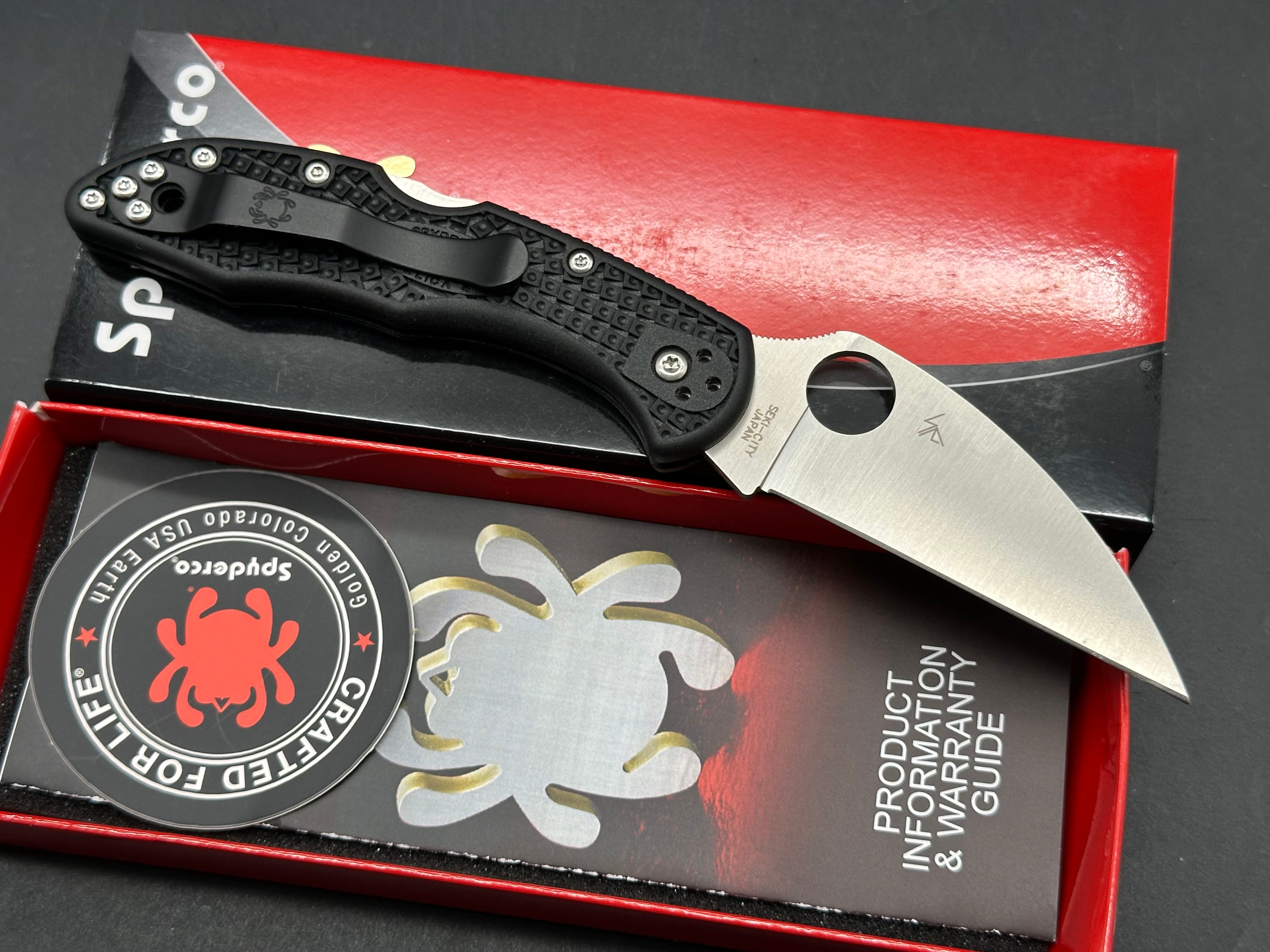 Spyderco Delica 4 Wharncliffe 2.875" VG-10 Satin Blade with Black FRN Scales