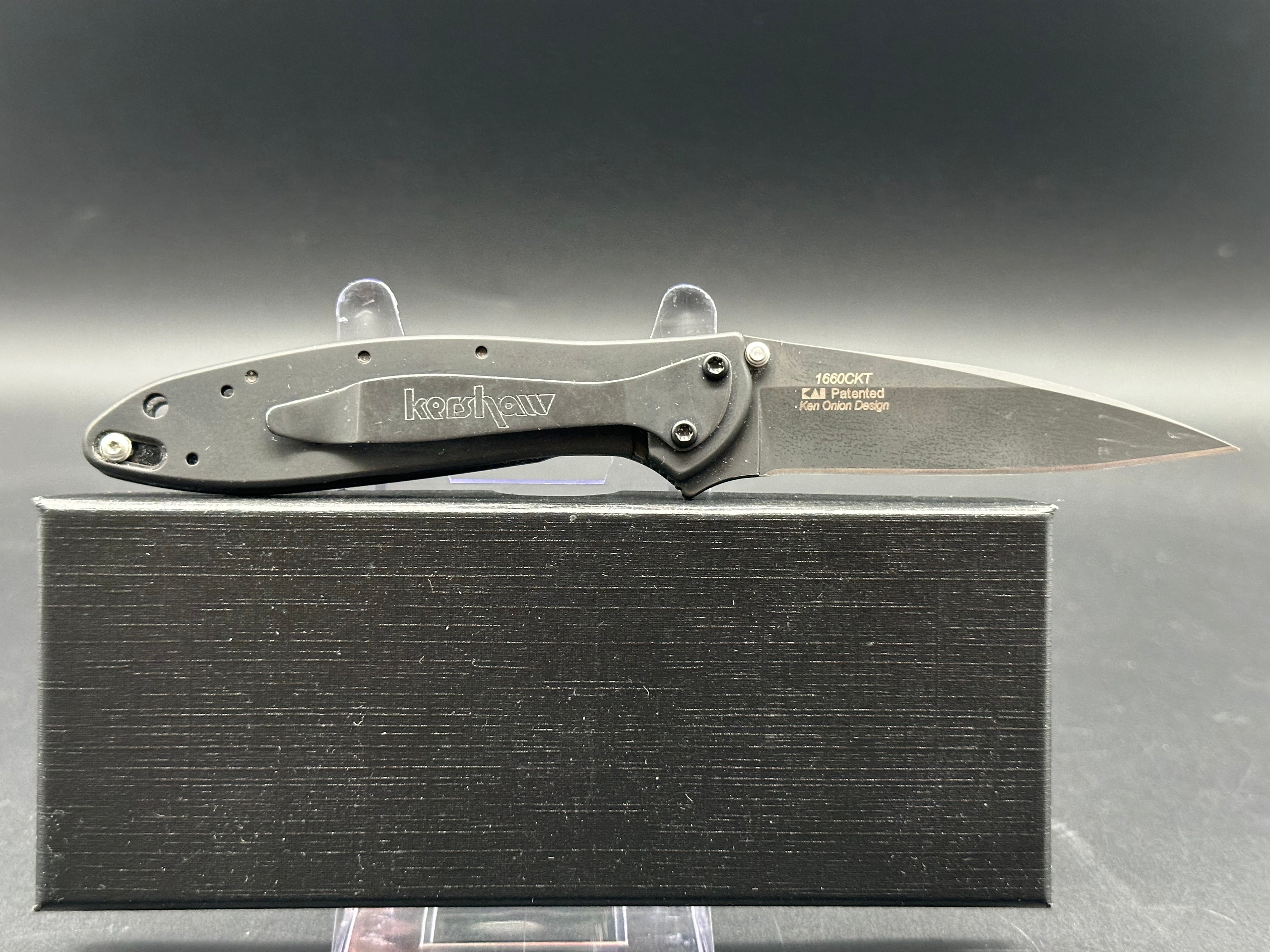 Kershaw Leek Black Aluminum Liner Lock (3" 14C28N Black blade)