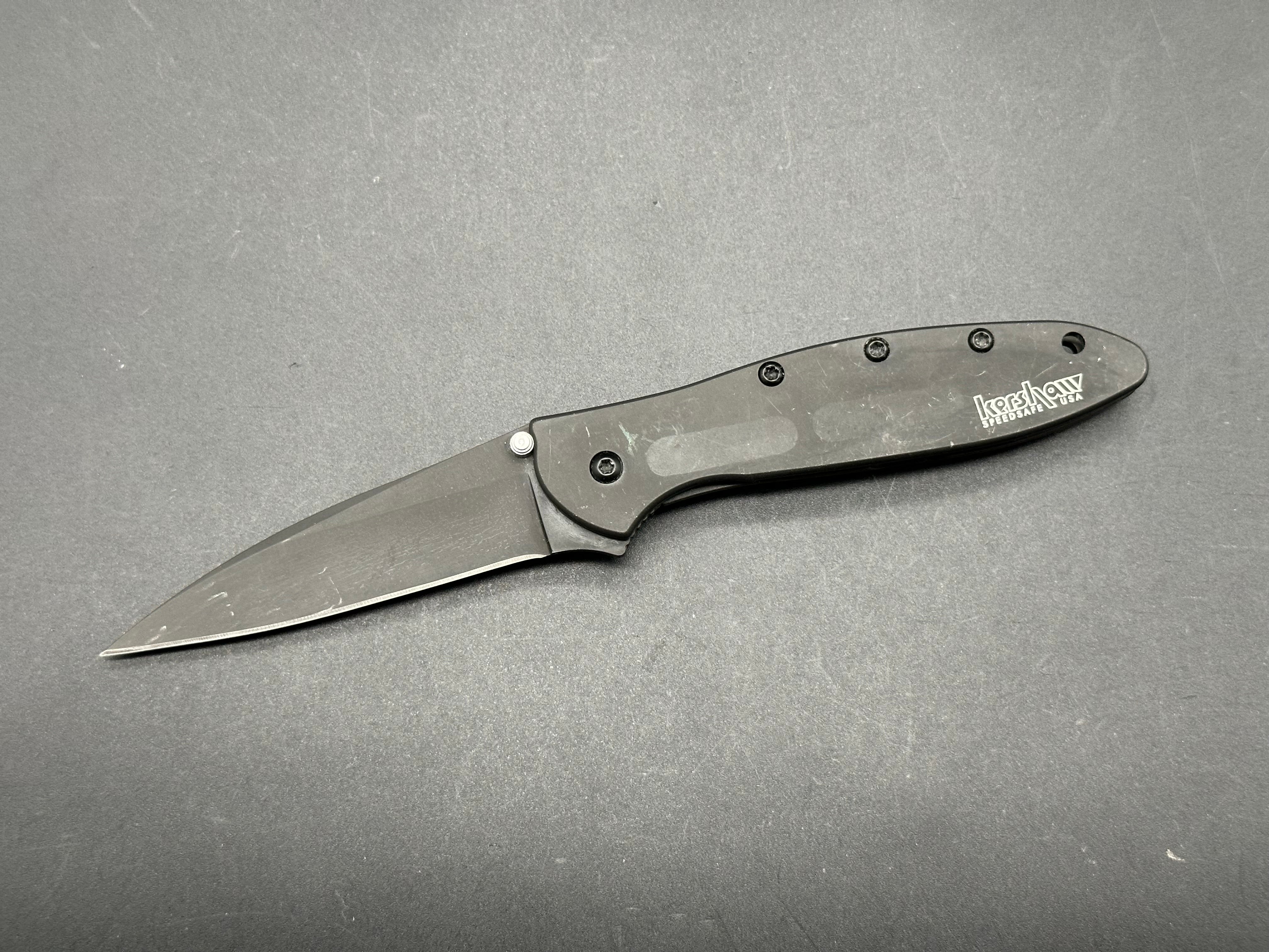 Kershaw Leek Black Aluminum Liner Lock (3" 14C28N Black blade)